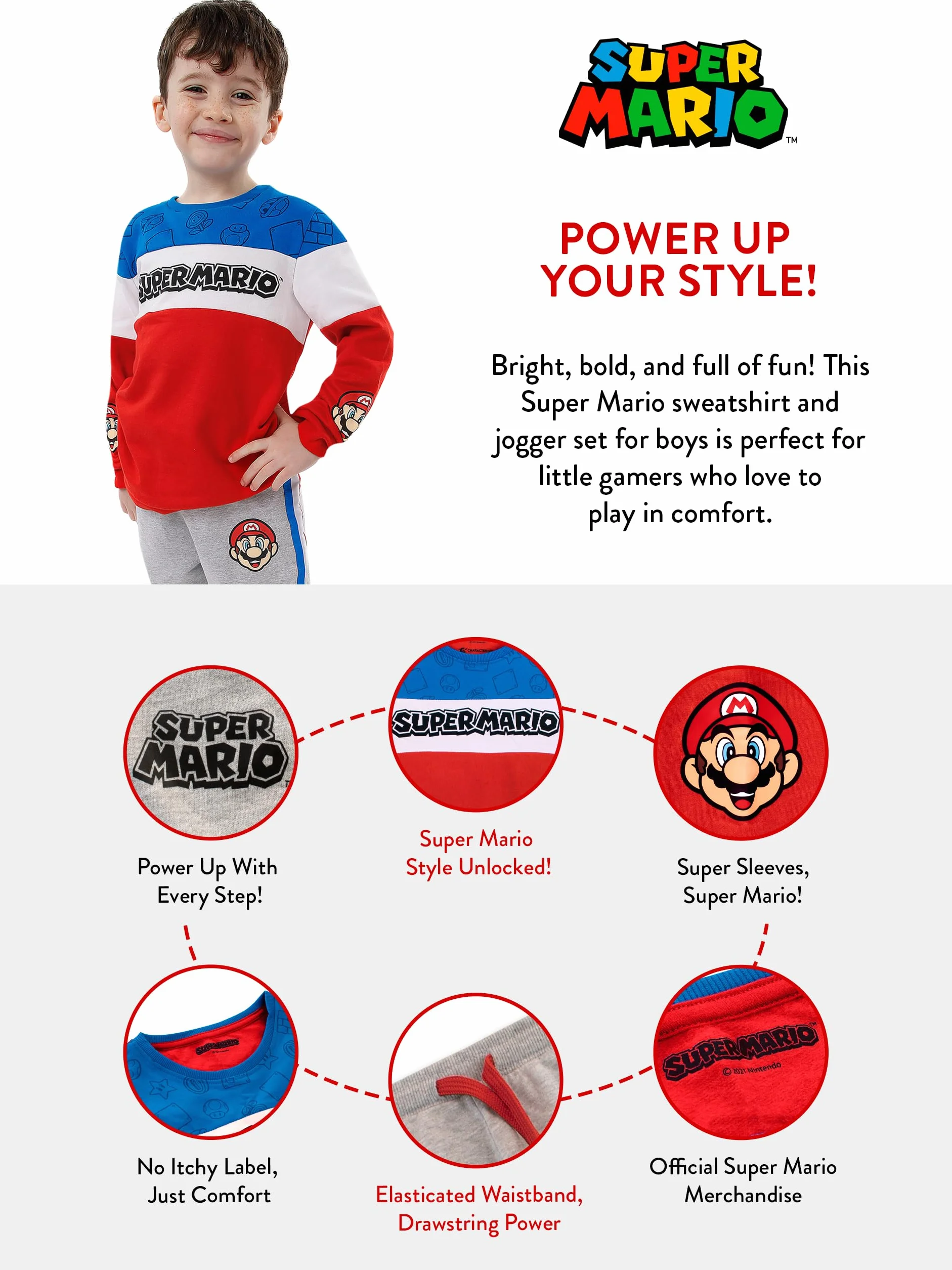 SUPER MARIO Sweat-Shirt Court pour Filles Pull Enfants