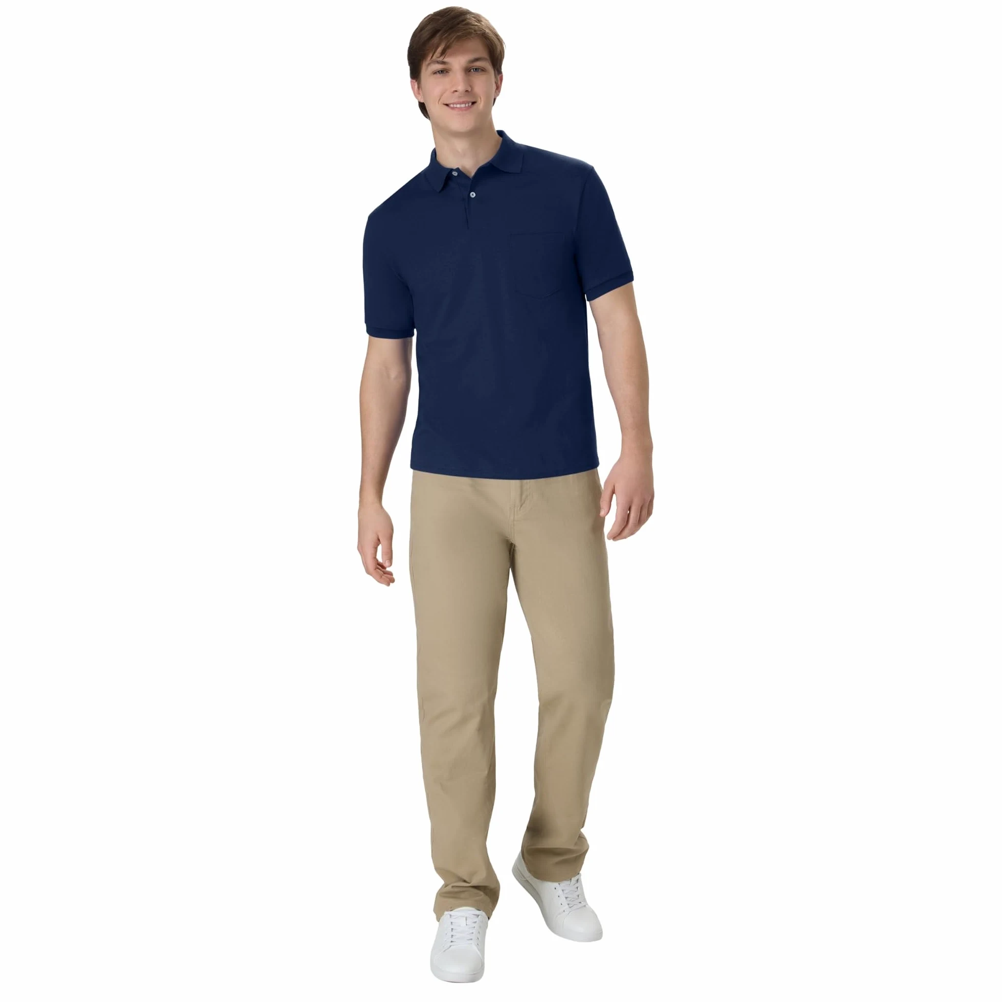 Hanes Short-Sleeve Jersey Pocket Polo (Pack of 2) Polo à Manches Courtes en Jersey avec Poche (Lot de 2) Homme (Lot de 2)