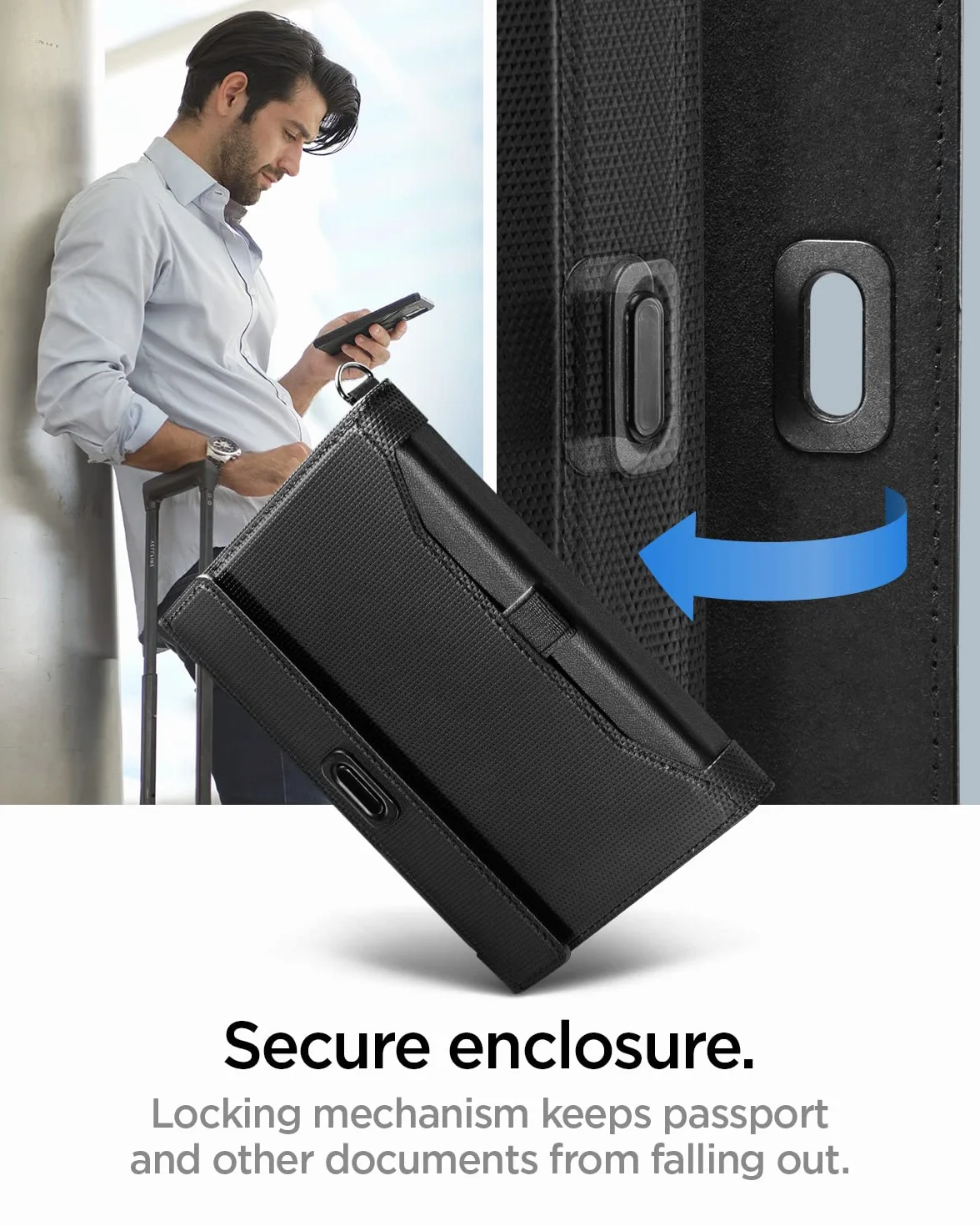 Spigen Étui Anti RFID Porte-Passeport en Similicuir