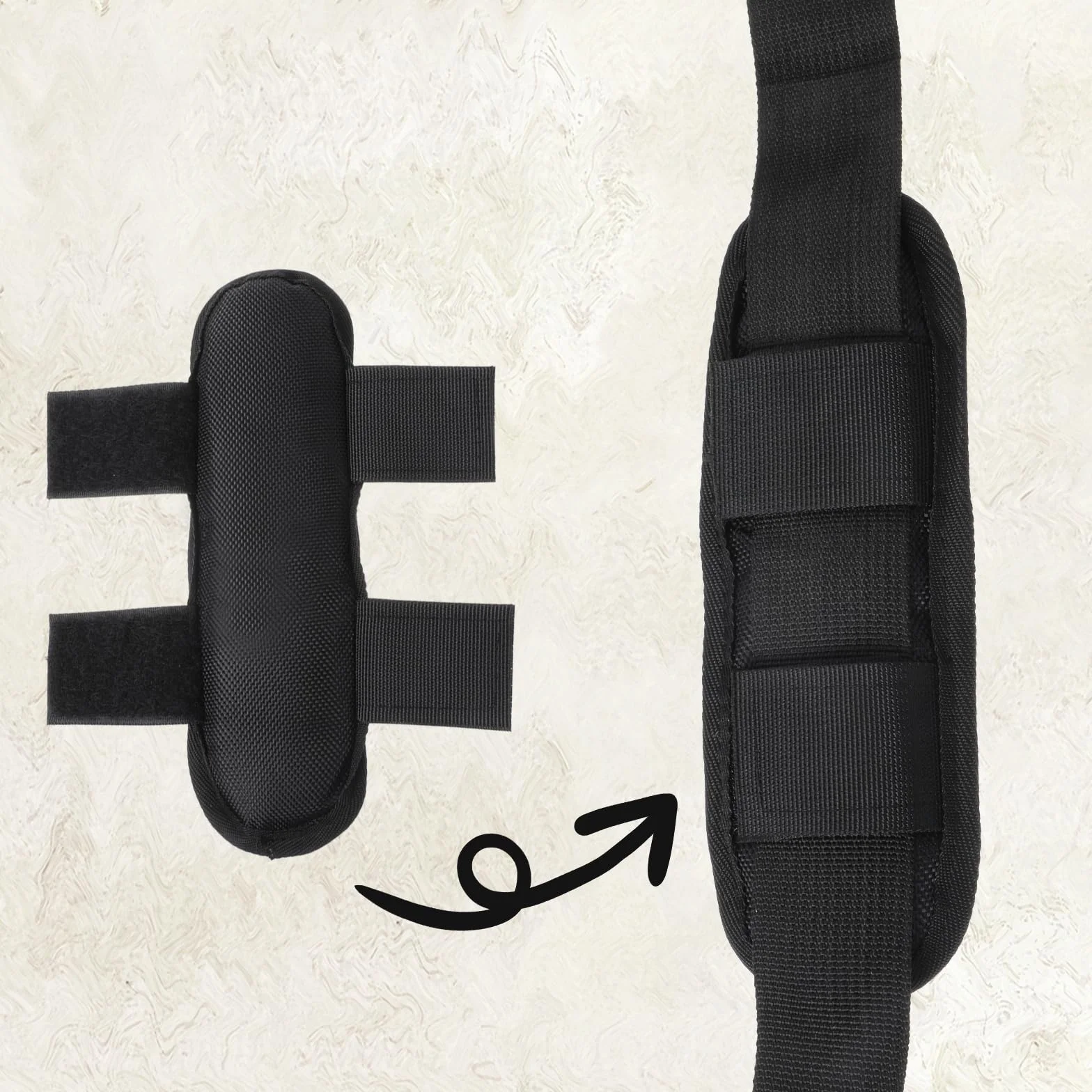 Coussinets amovibles noirs extra épais pour bandoulière de sac à bagages, lot de 2