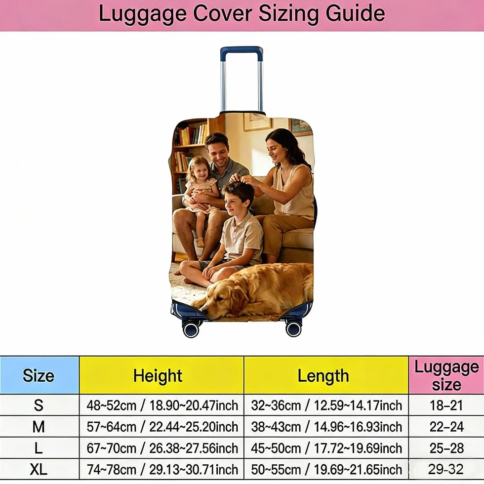 Housse de Valise personnalisée 18-32 Pouces avec Photo Texte Logo Accessoire de Voyage