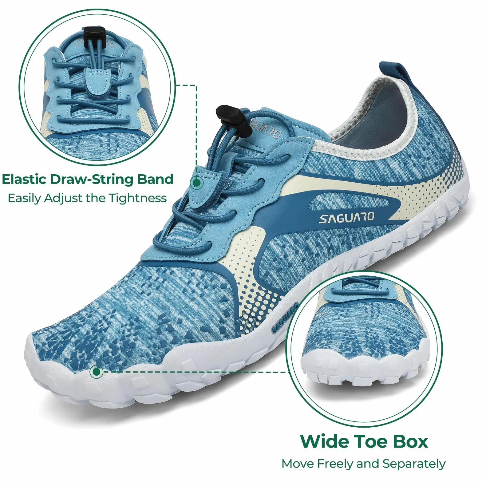 SAGUARO Chaussure Minimaliste Antidérapant Trail Running Homme Femme GR.35-48 EU