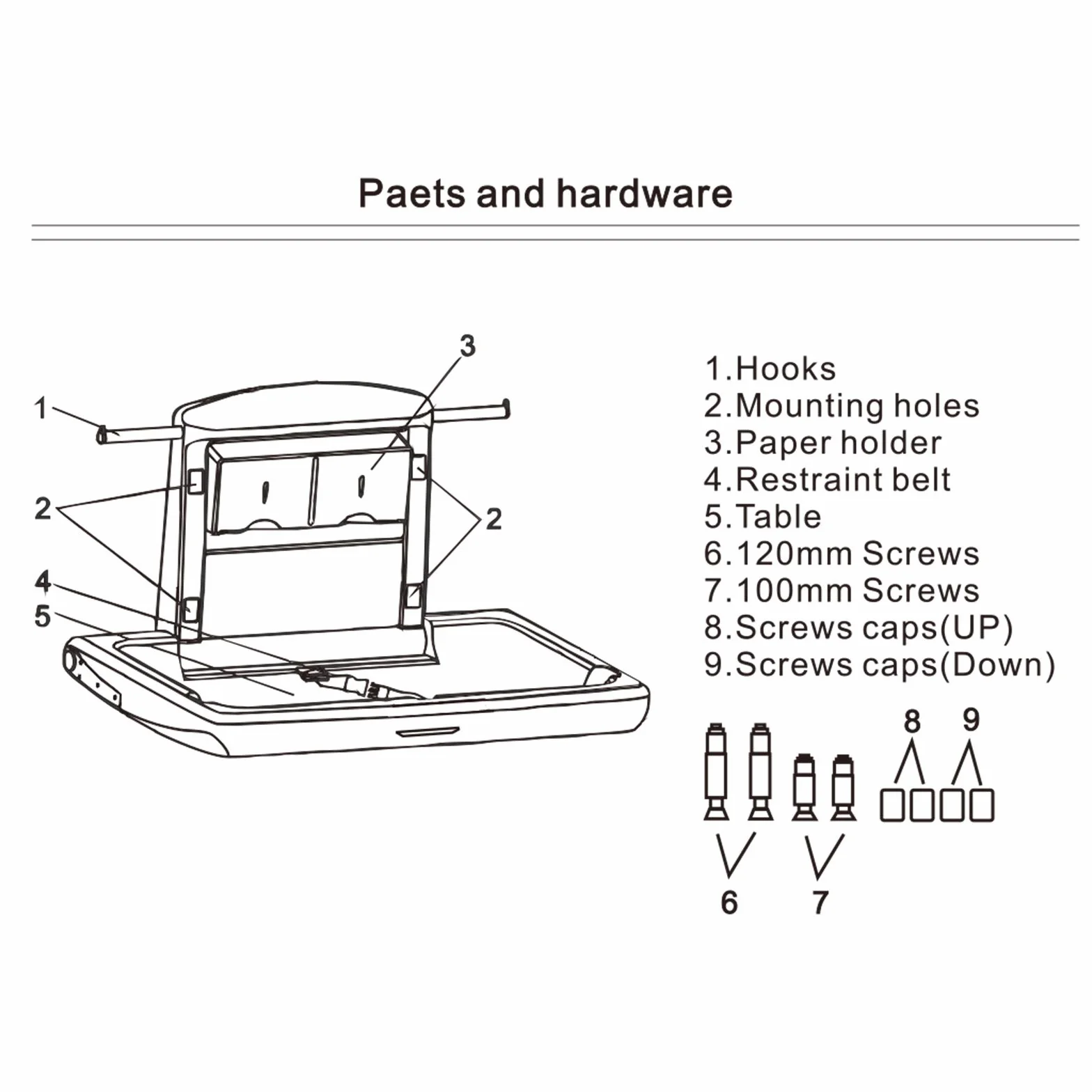 VEVOR Table à Langer Murale Pliable HDPE 15kg Commerciale Ceinture Sécurité