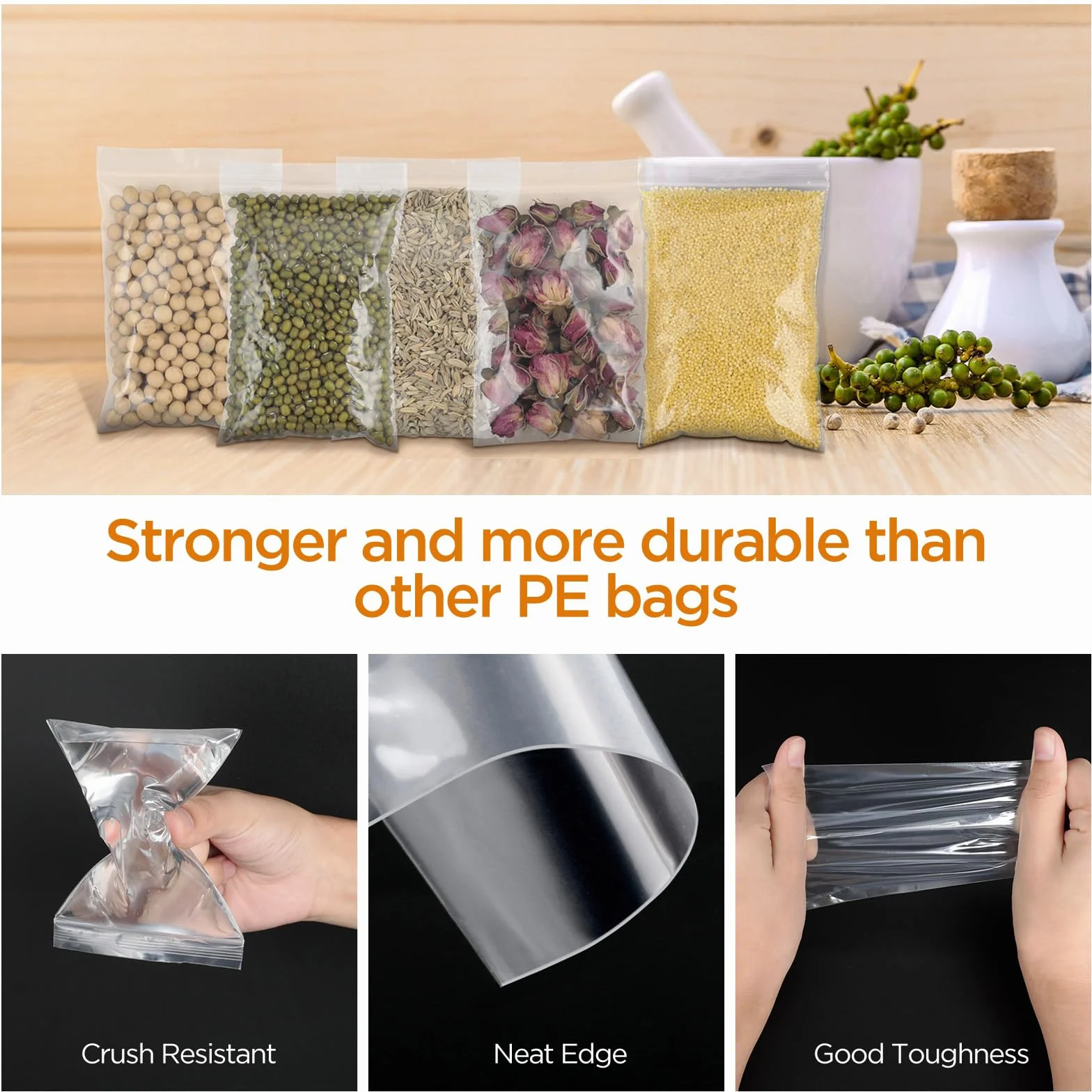 Sachet Plastique Transparent 8 x 12 cm, Lot de 100 Sachets Zip Refermables