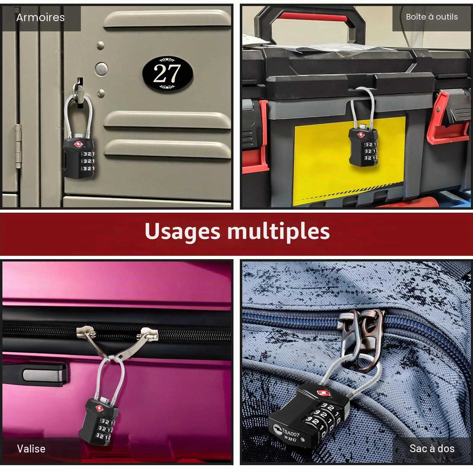 Blendura Cadenas TSA Valise 2 Pack Serrures à Bagages à Combinaison 3 Chiffres