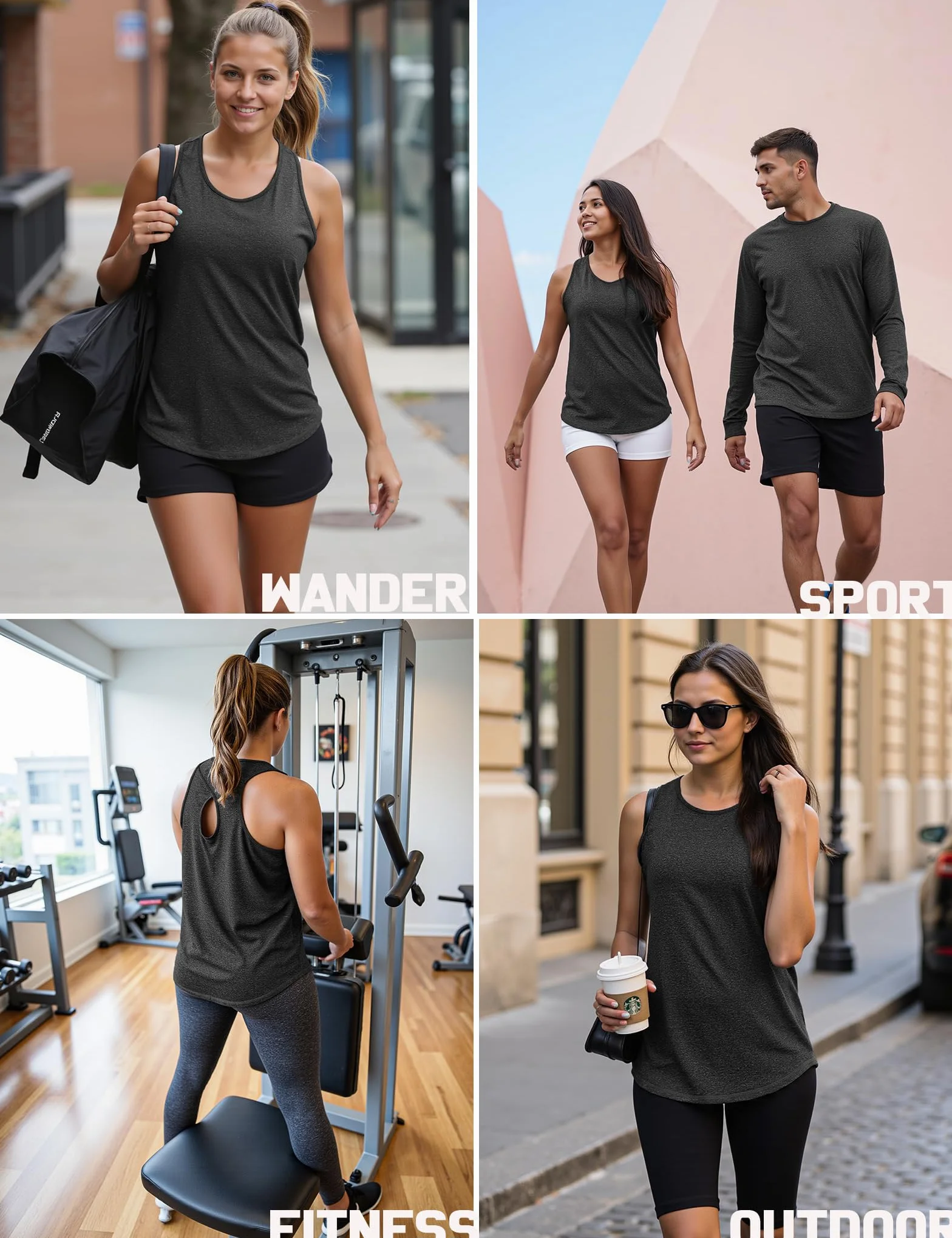 Gyabnw Damen Sport Tank Top mit Rundhalsausschnitt ärmellos leicht schnell trocknend atmungsaktiv Rückenausschnitt Yoga Laufshirt