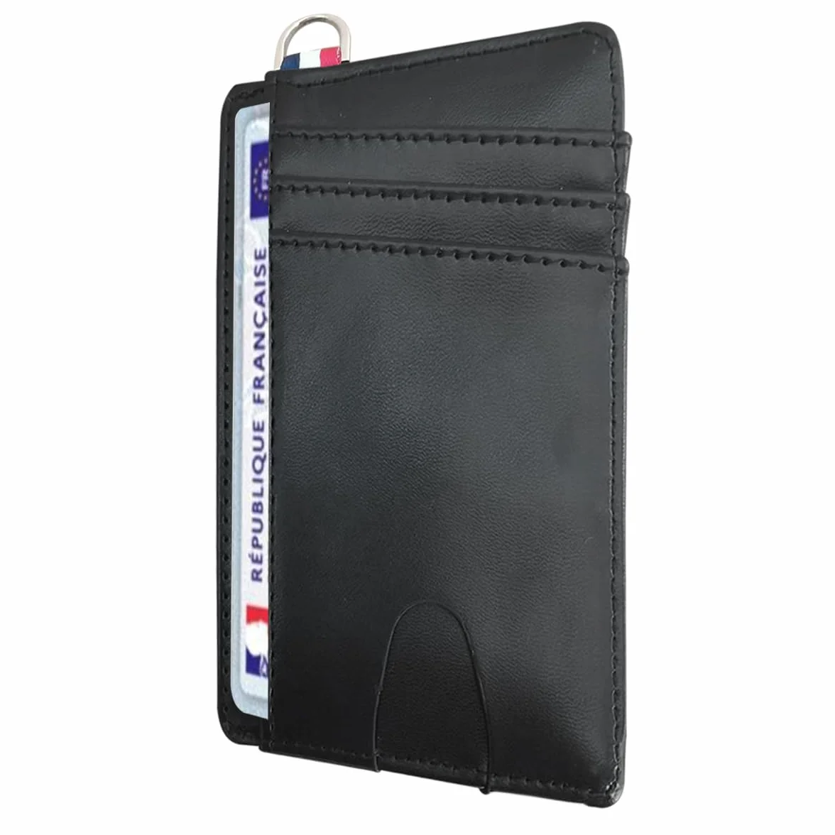 Porte Carte identité française Cuir Blocage RFID Anti piratage Anti fraude Élégant Minimaliste S Black Flag