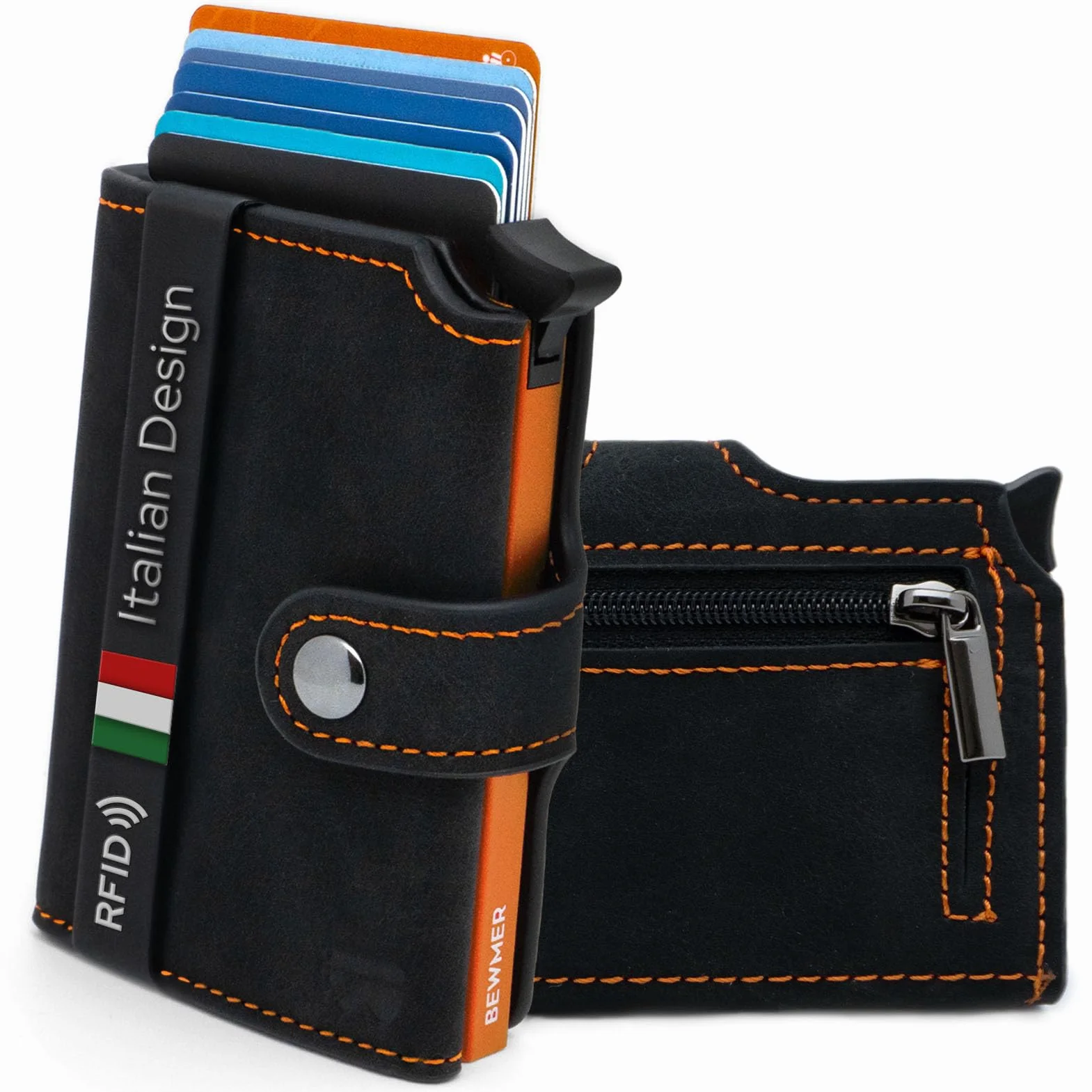 BEWMER Porte Carte de Crédit 2 Blindé | Portefeuille Slim RFID Anti-clonage Homme Femme
