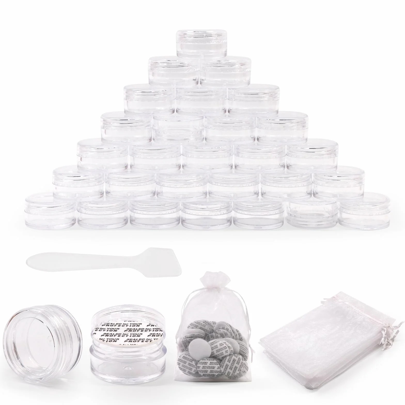 Contenants cosmétiques plastiques vides 100 pièces avec films sensibles pression mini-spatule voyage