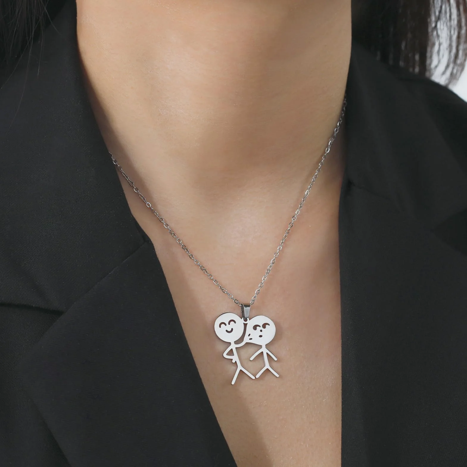 Collier en acier inoxydable punk smiley doigt d'honneur geste basket-ball bijoux pour femme homme