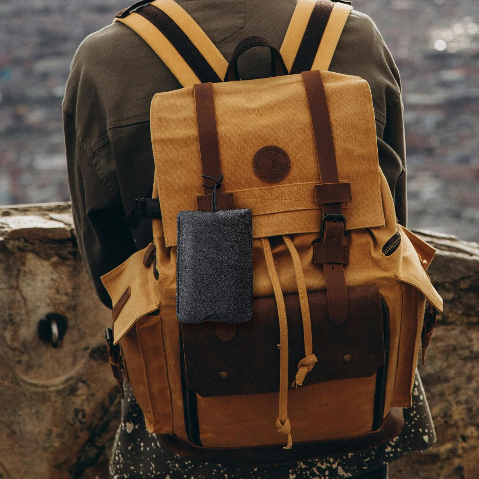 Étiquettes Bagage Noir Lot de 2 Cuir PU à Glissière avec Carte d’Identité