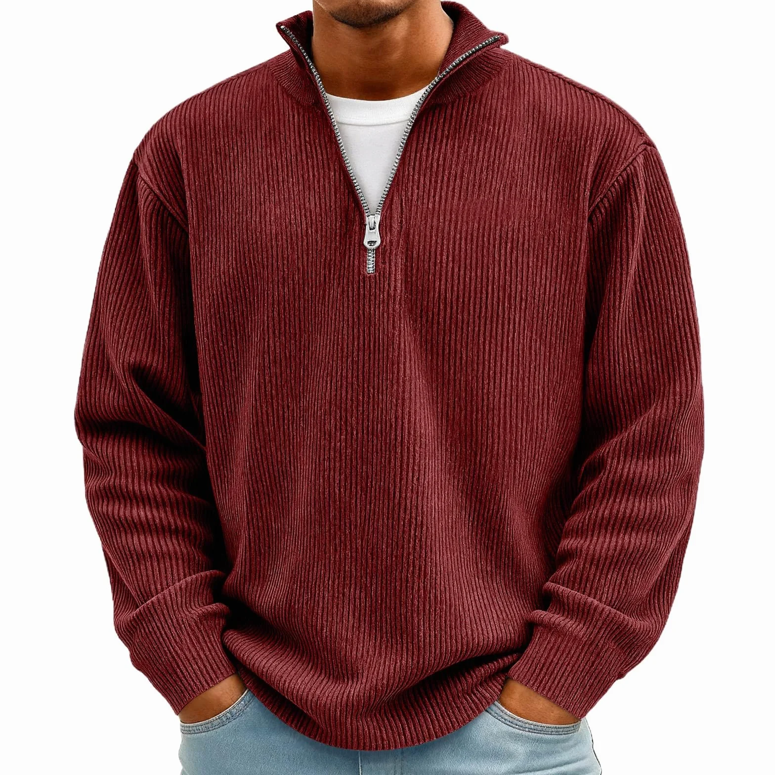 Sweatshirt Homme Velours Côtelé Travail Randonnée Grande Jogging Longue Manches Thermique