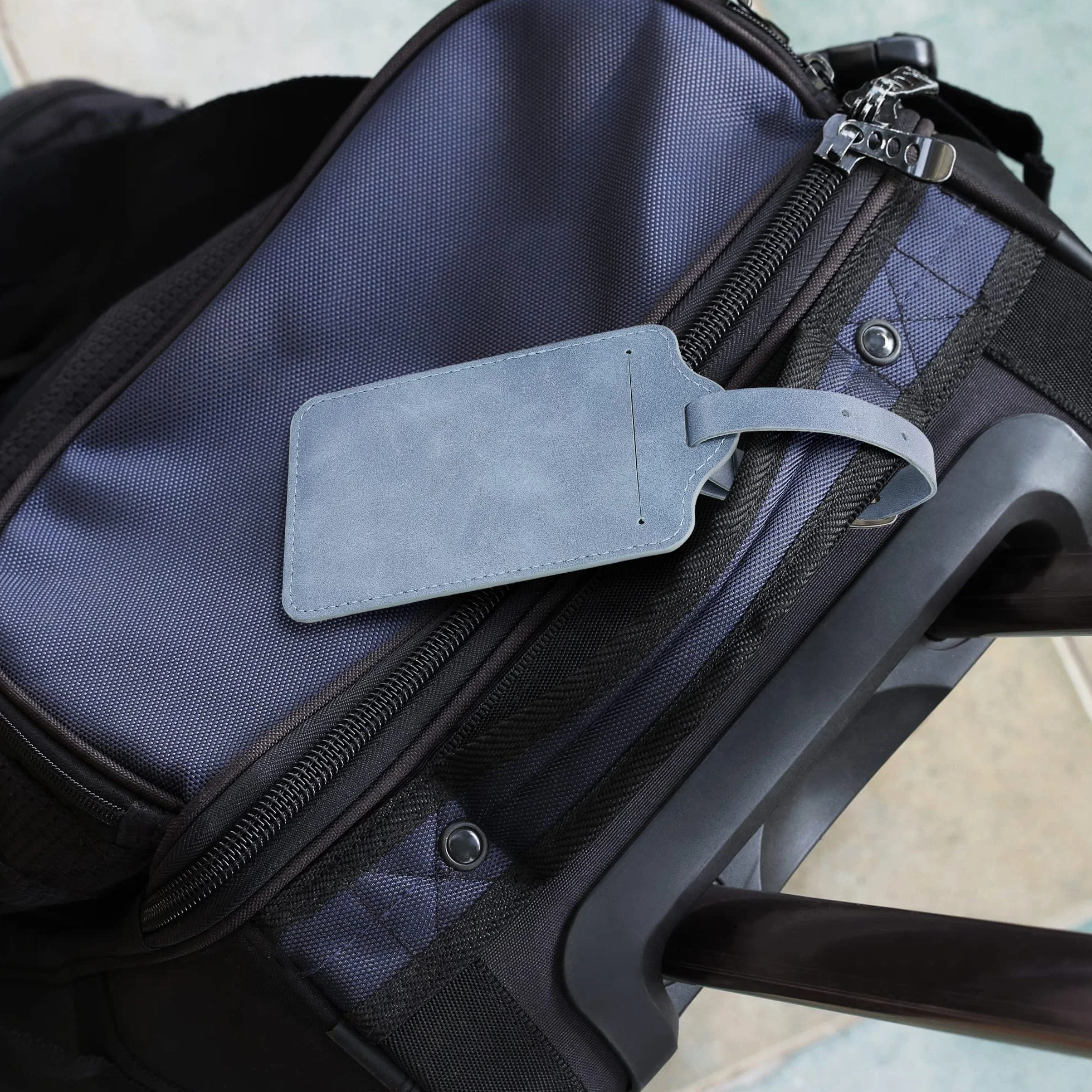 Kwmobile 2X Étiquette Bagage pour Valise Lot 2X Tag Porte-étiquette Bleu-Gris