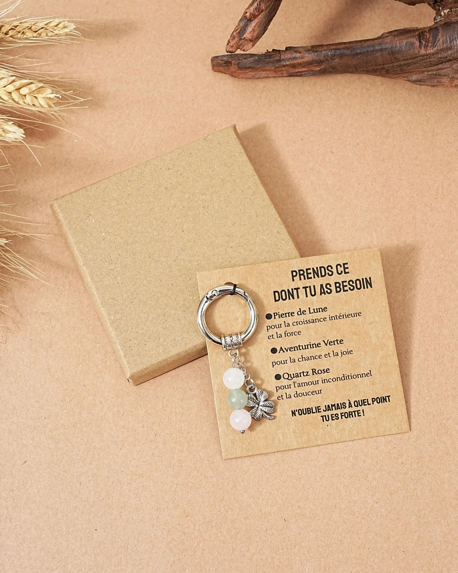 Merclix Porte Clef Pierre Naturelle Pierre De Lune Aventurine Cadeau Femme Noel Anniversaire Fete Des Meres