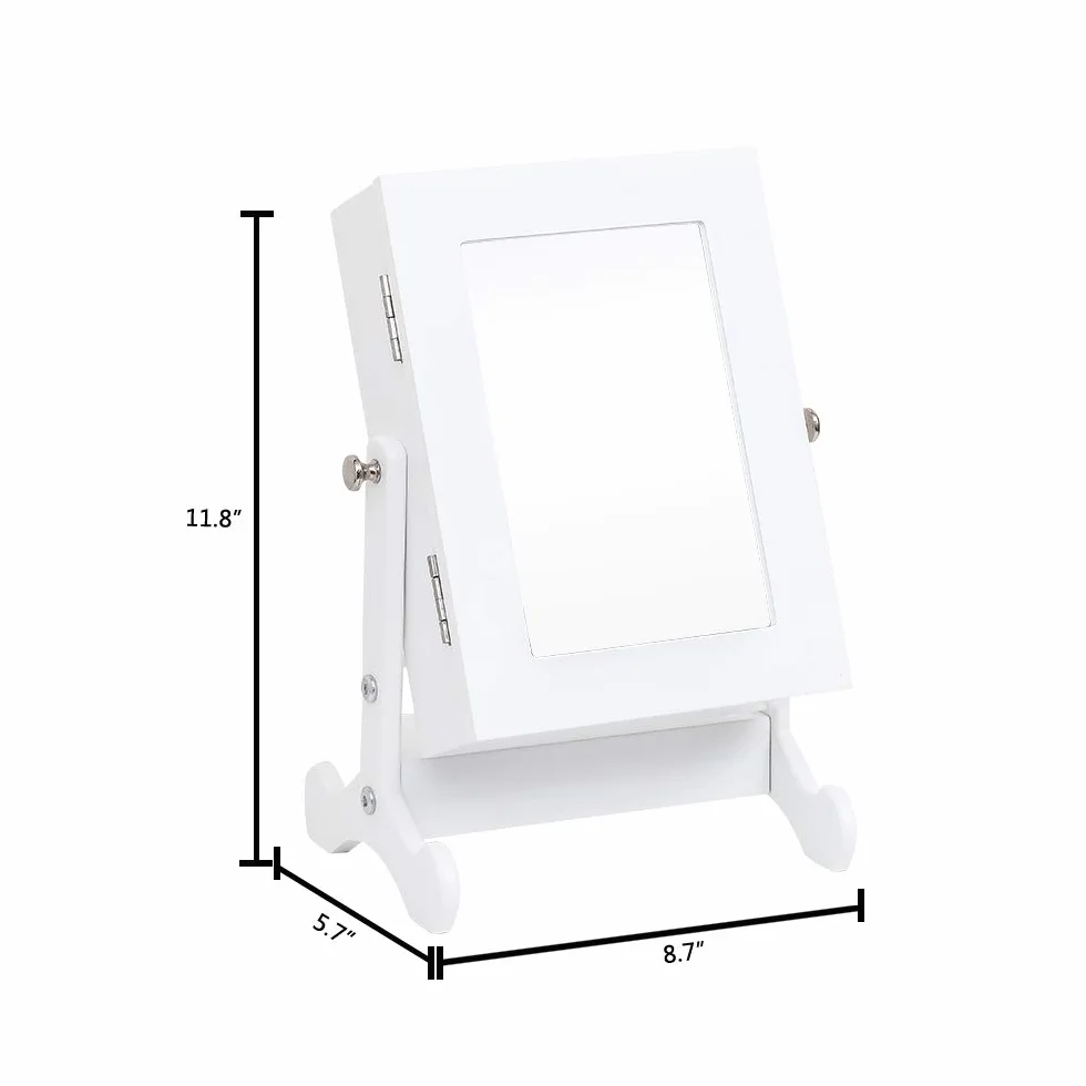 Alightup Armoire à Bijoux avec Miroir, Organisateur sur Pieds Verrouillable Blanc