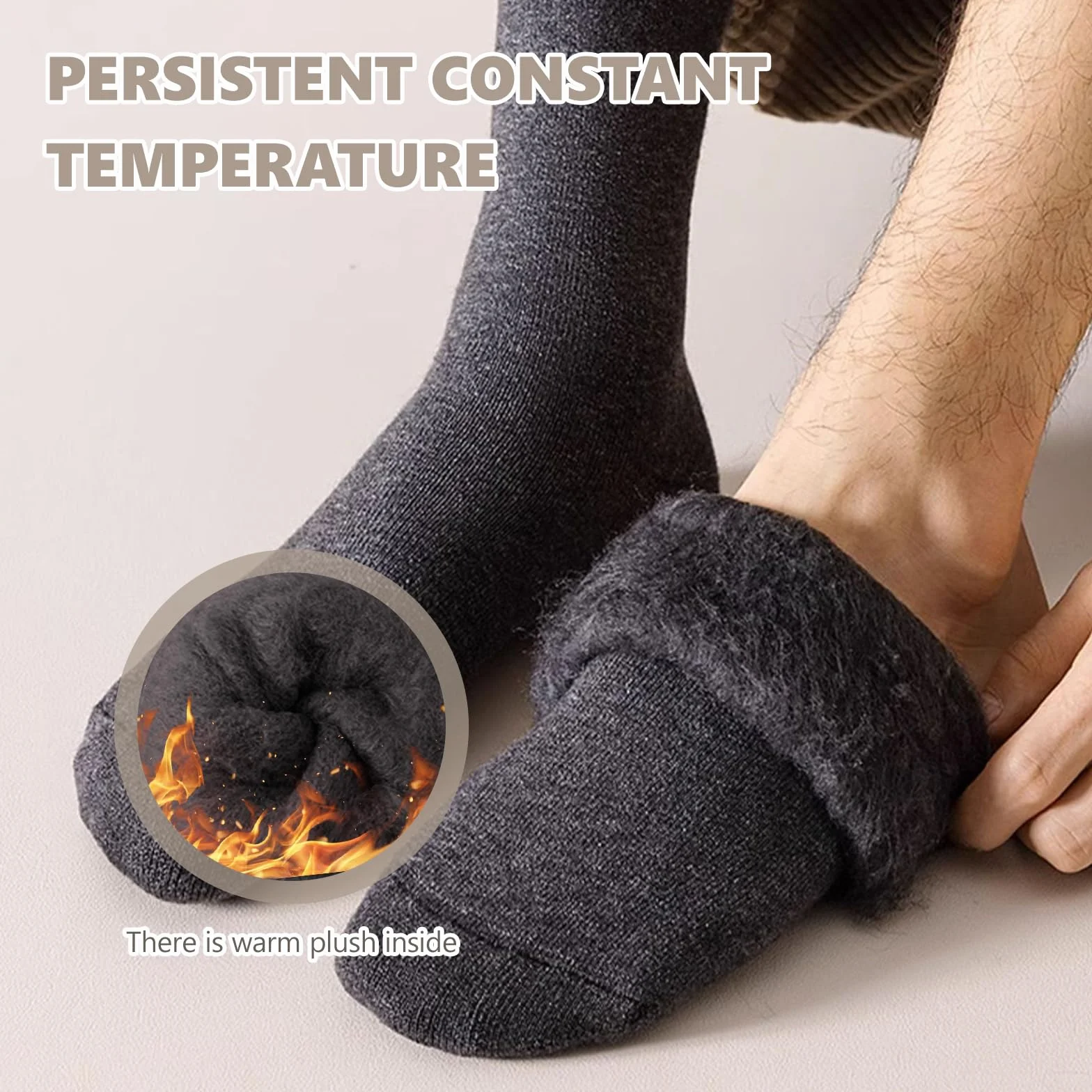 Chaussettes Chaudes Homme Hiver Thermiques en Laine, 3 Paires, Chaussette de Randonnée