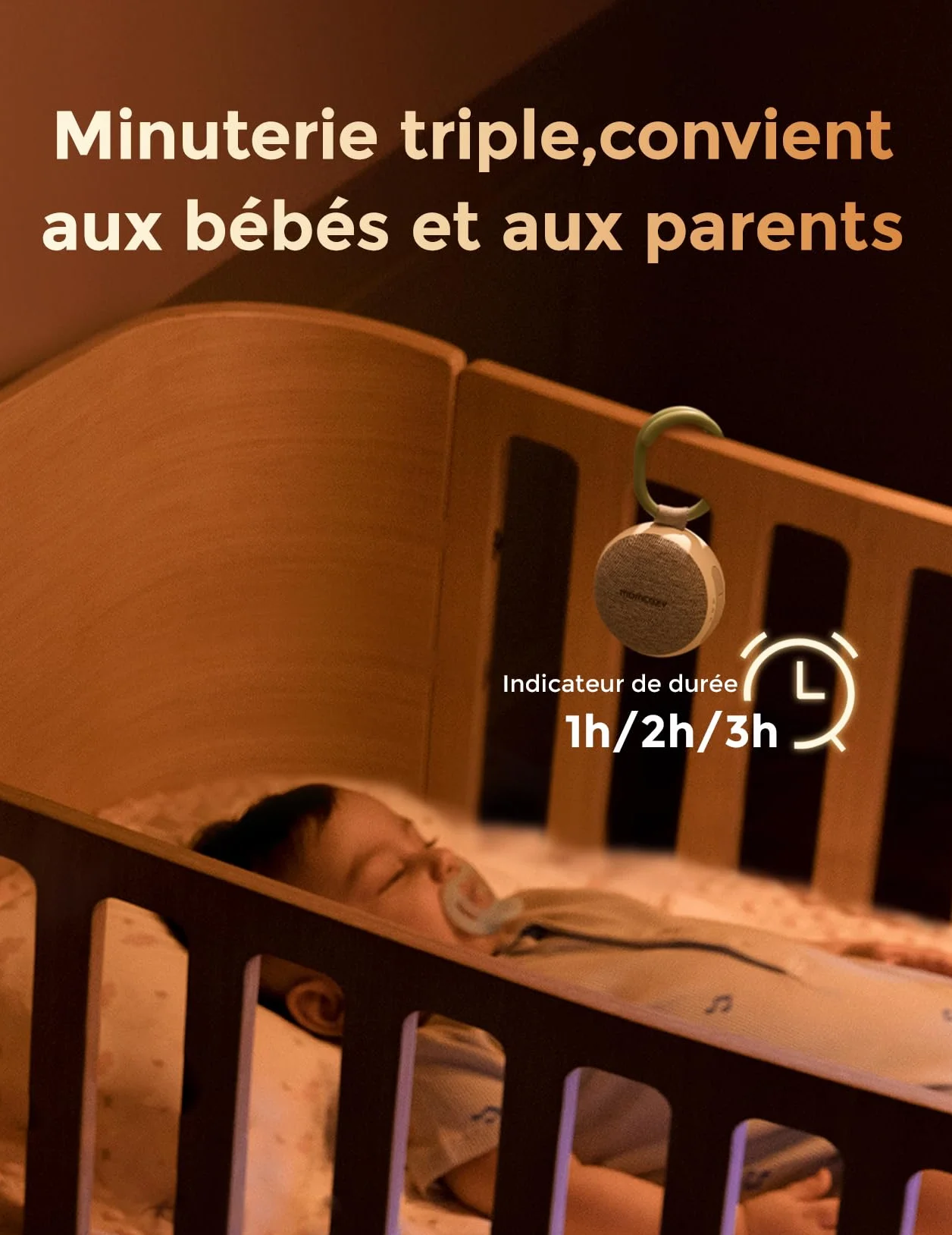 Momcozy Machine à Bruit Blanc Portable pour Bébé avec Veilleuse Intégrée - 20 Sons Apaisants, Batterie Rechargeable