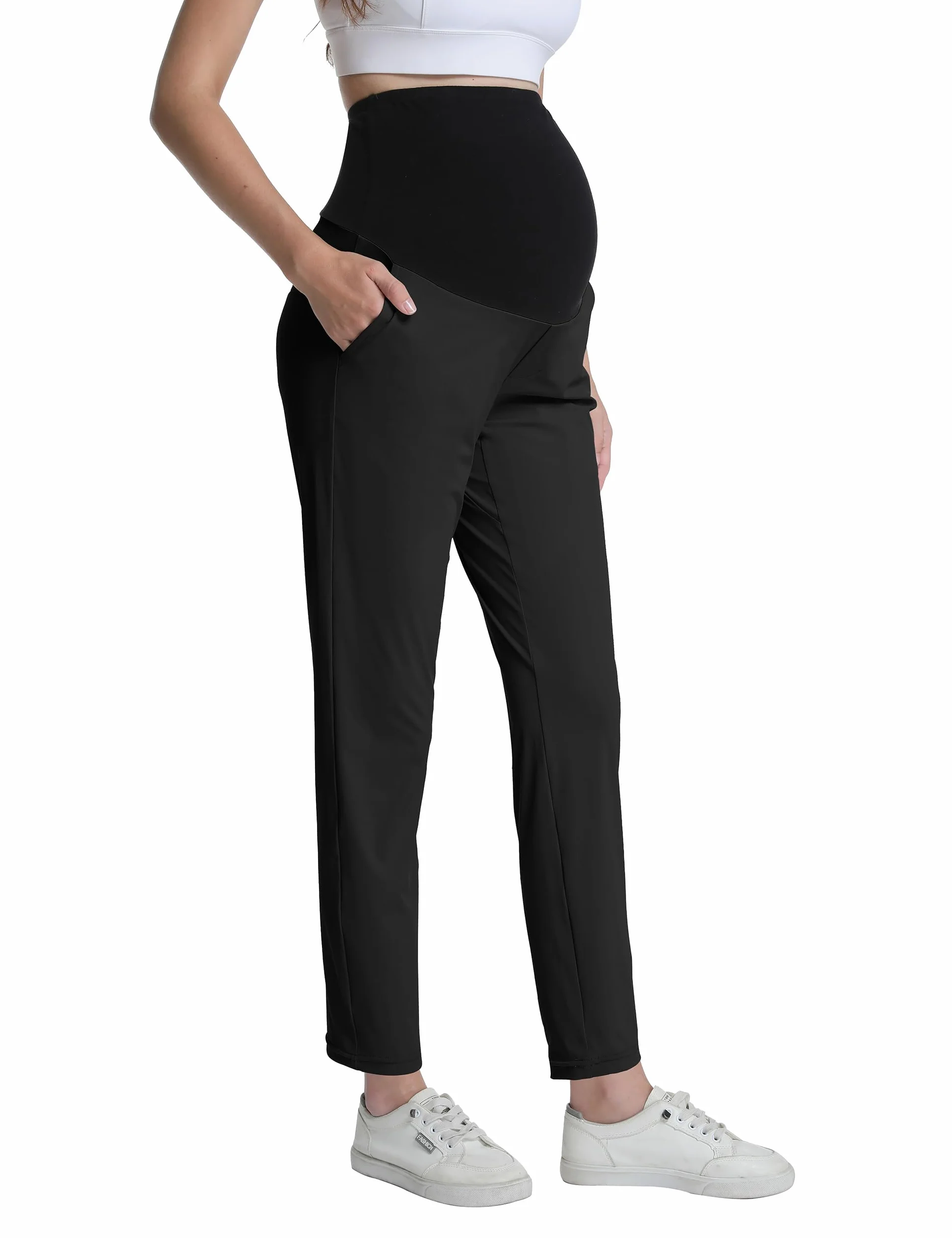 Pantalon de Grossesse Taille Haute Extensible avec Poches