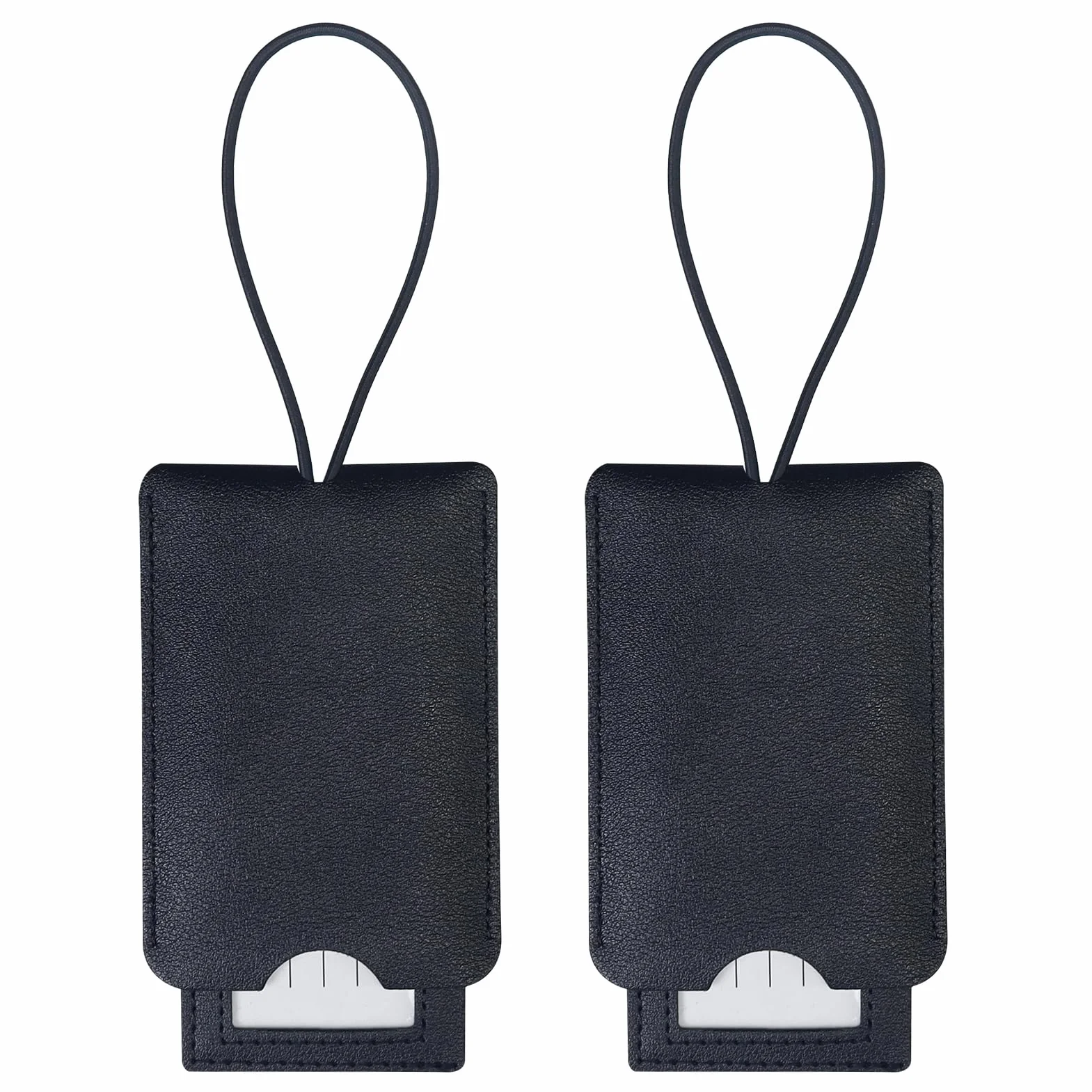 Étiquettes Bagage Noir Lot de 2 Cuir PU à Glissière avec Carte d’Identité
