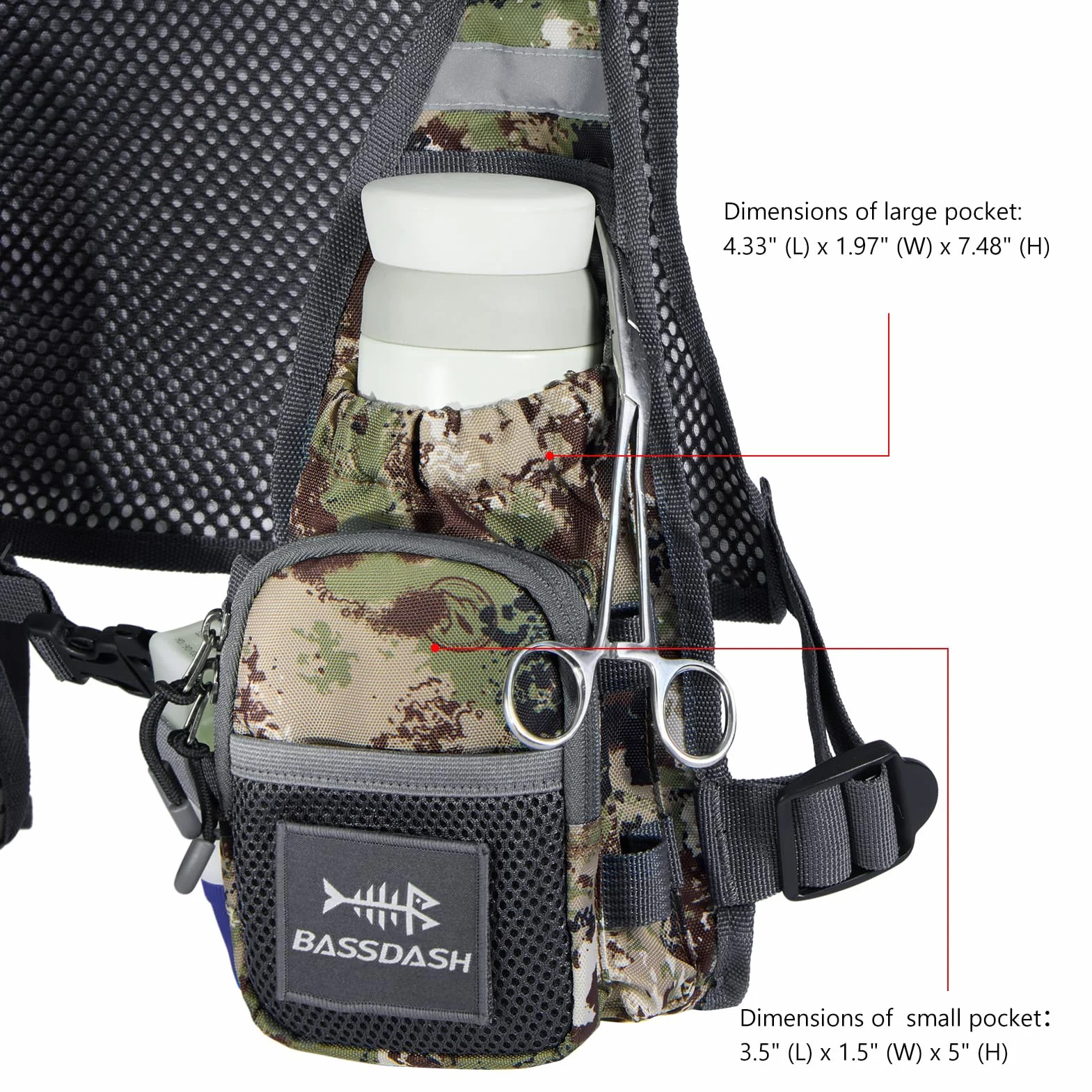 Bassdash FV08 Gilet de pêche à la mouche ultra léger Taille unique