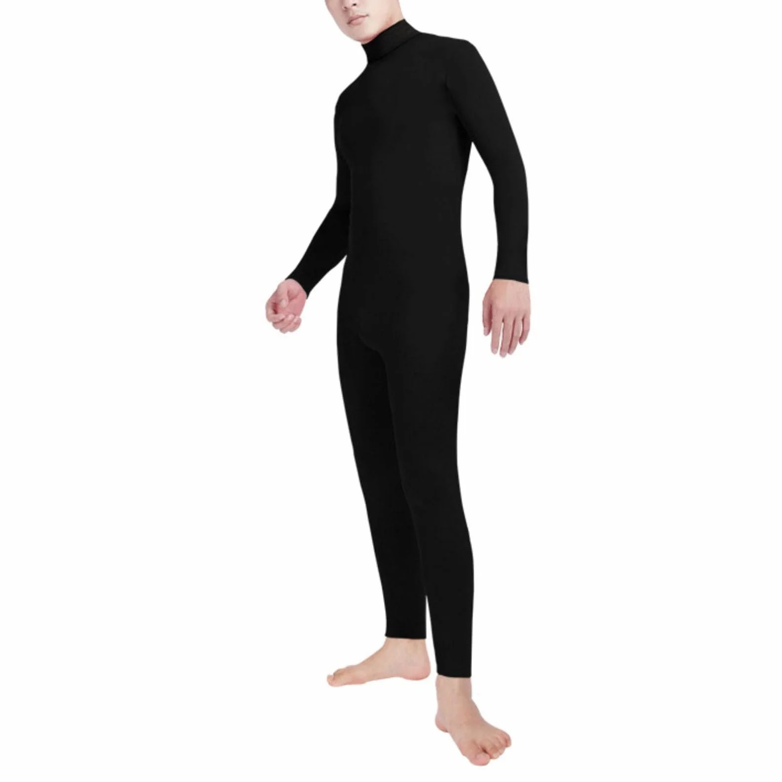 Combinaison intégrale Zentai en élasthanne pour homme à col roulé manches longues sans pieds