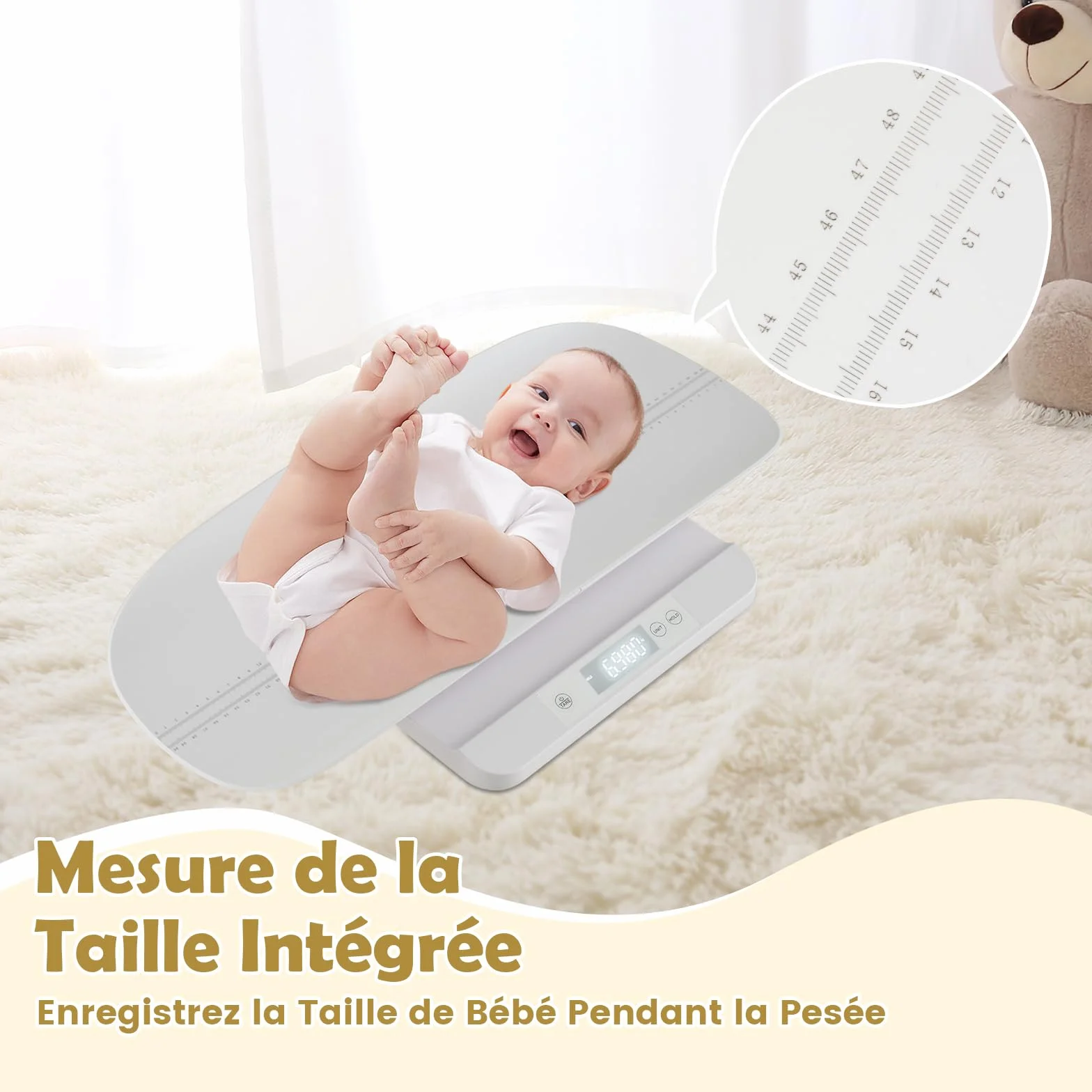 COSTWAY Pèse-bébé Numérique 150 kg Balance Électronique Précise 5 g avec Écran LED