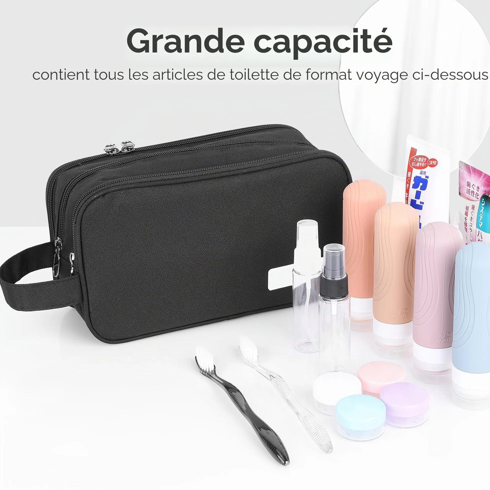 Trousse de Toilette Imperméable Multifonction Grand Sac Cosmétique Voyage Organisateur Rose