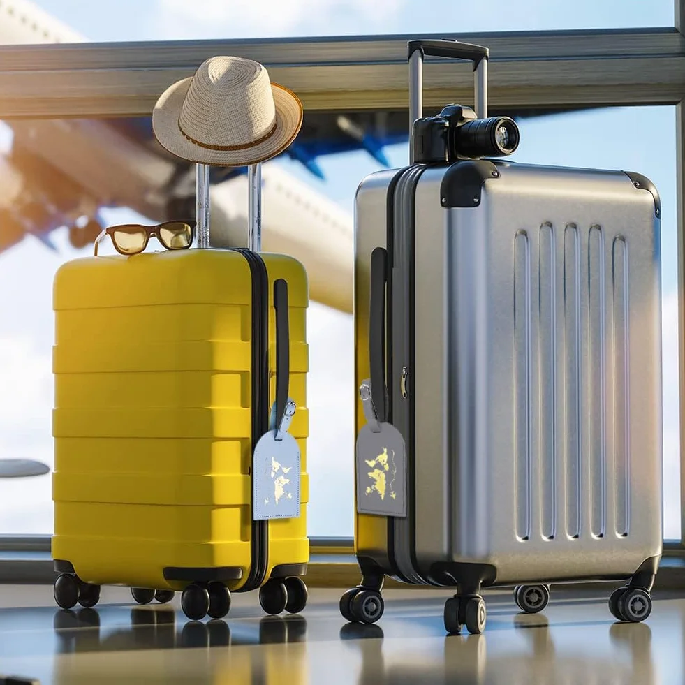 Flintronic Lot de 2 étiquettes de bagages en cuir, identification valise, accessoire voyage mariage