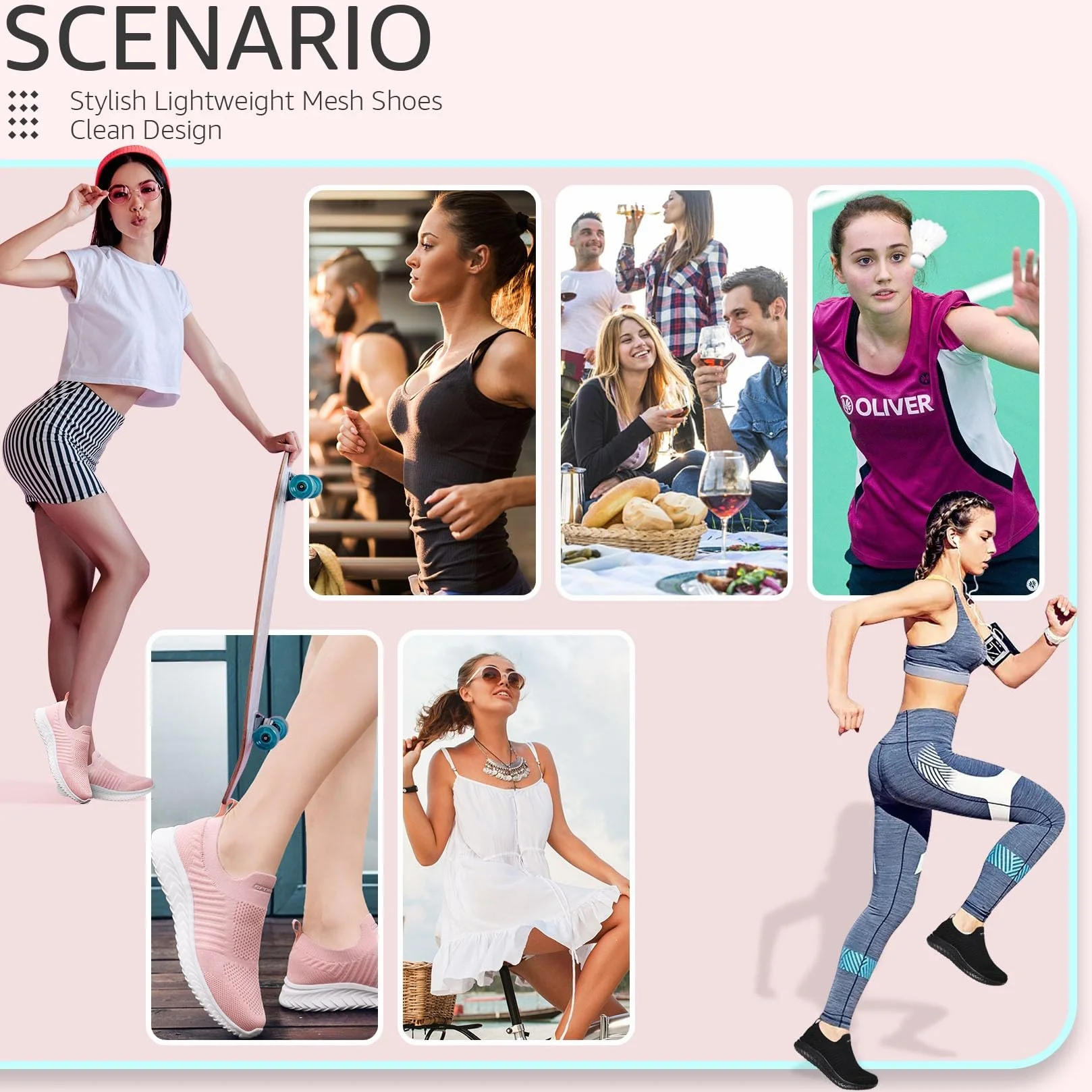 Chaussure de Running Fitness Légères Slip on pour Femmes