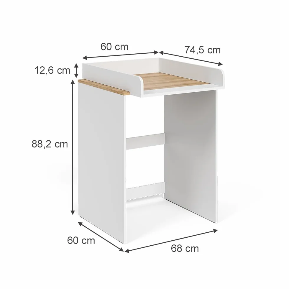 Vicco Armoire Machine à Laver Viktor Blanc Artisan 68x88.2cm 2 pièces Plan à Langer Rangement lessives Surface dépose