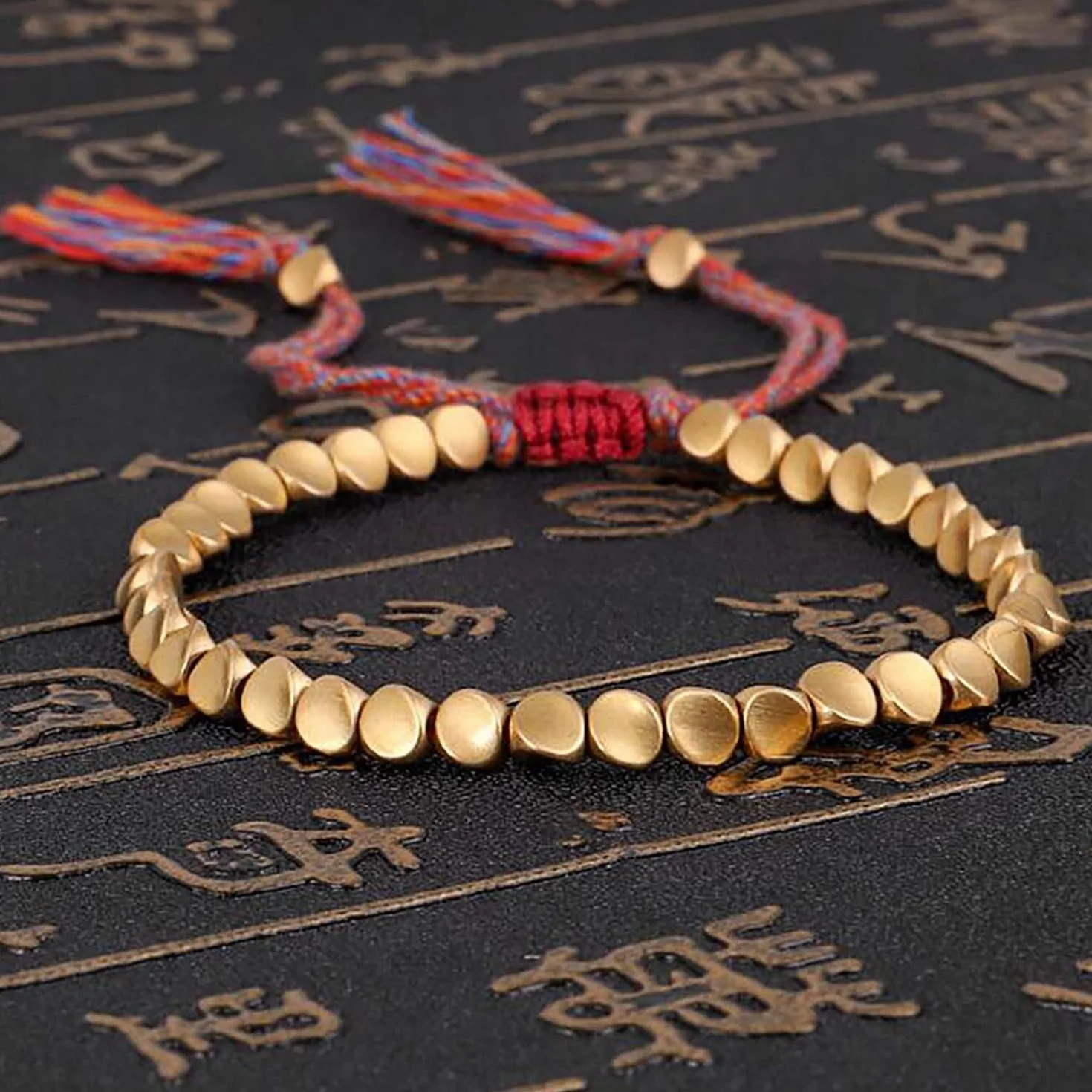Bracelet de perles de cuivre tibétain fait à la main pour hommes et femmes, bouddhiste bonne chance