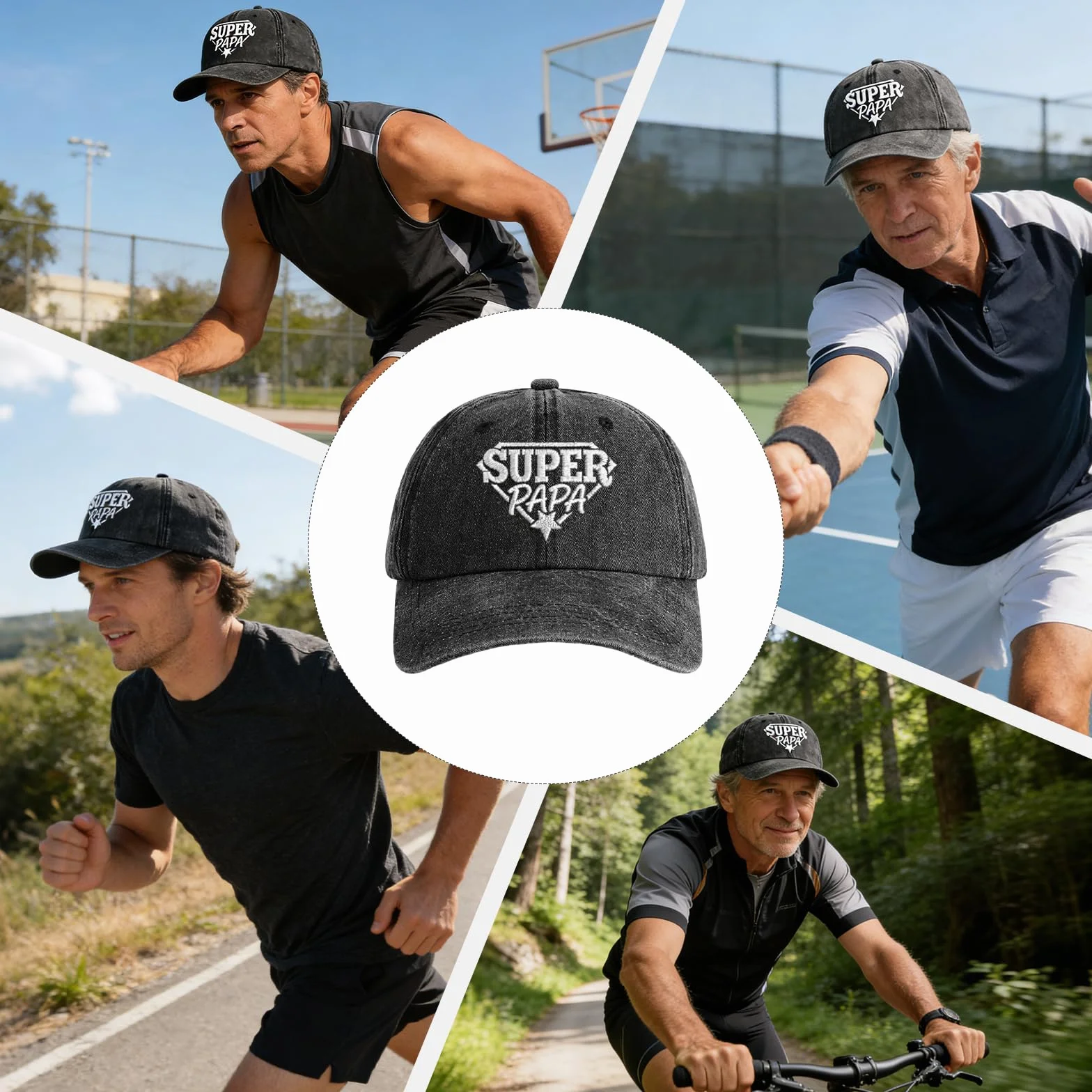 Casquette Super Papa Brodée Coton Lavé Réglable Cadeau Fête des Pères
