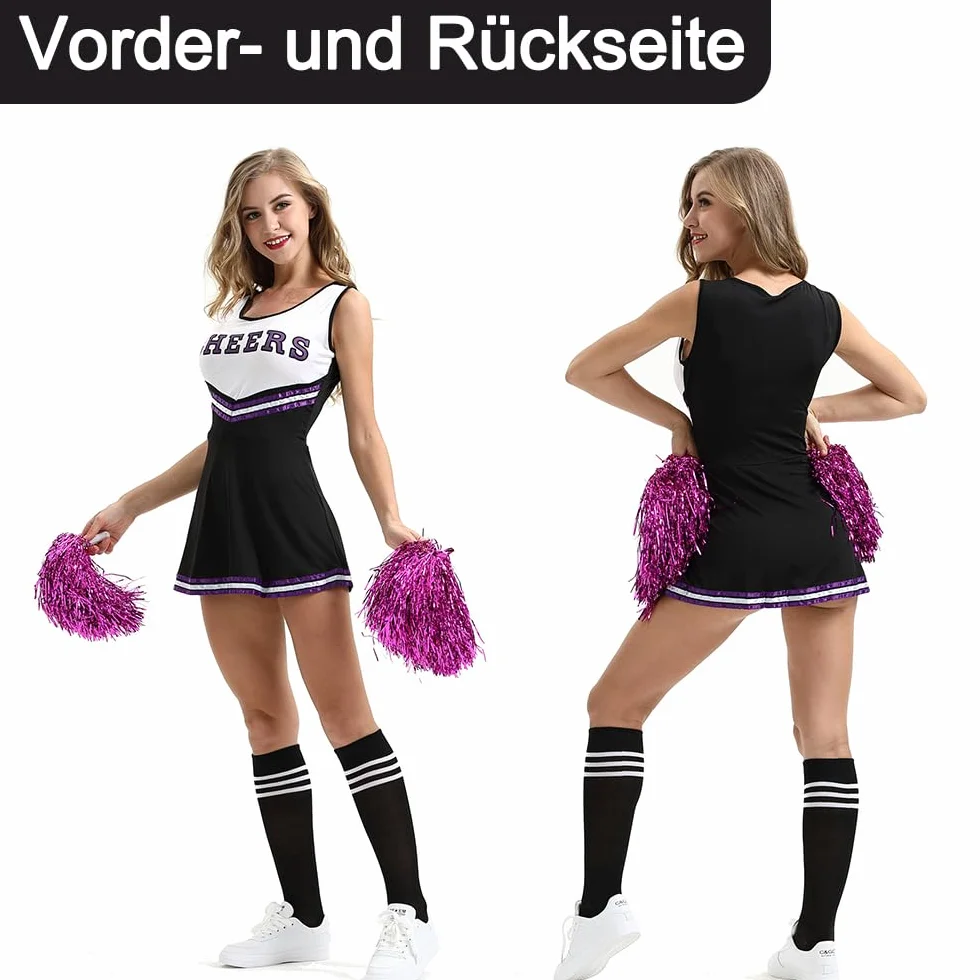 Costume de pom-pom girl pour femme adulte lycée carnaval Halloween