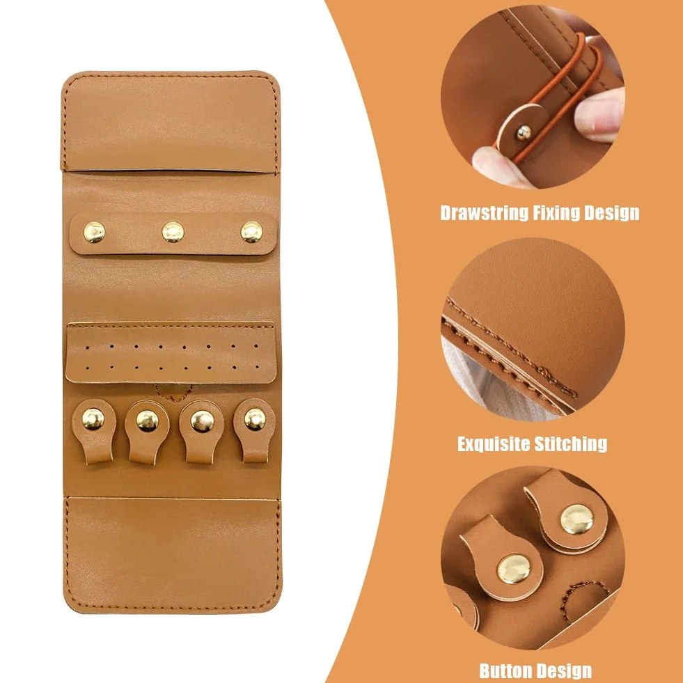 Pochette Bijoux Voyage Femme Pu Cuir Pliable Rangement pour Bague Boucles d'Oreilles Collier