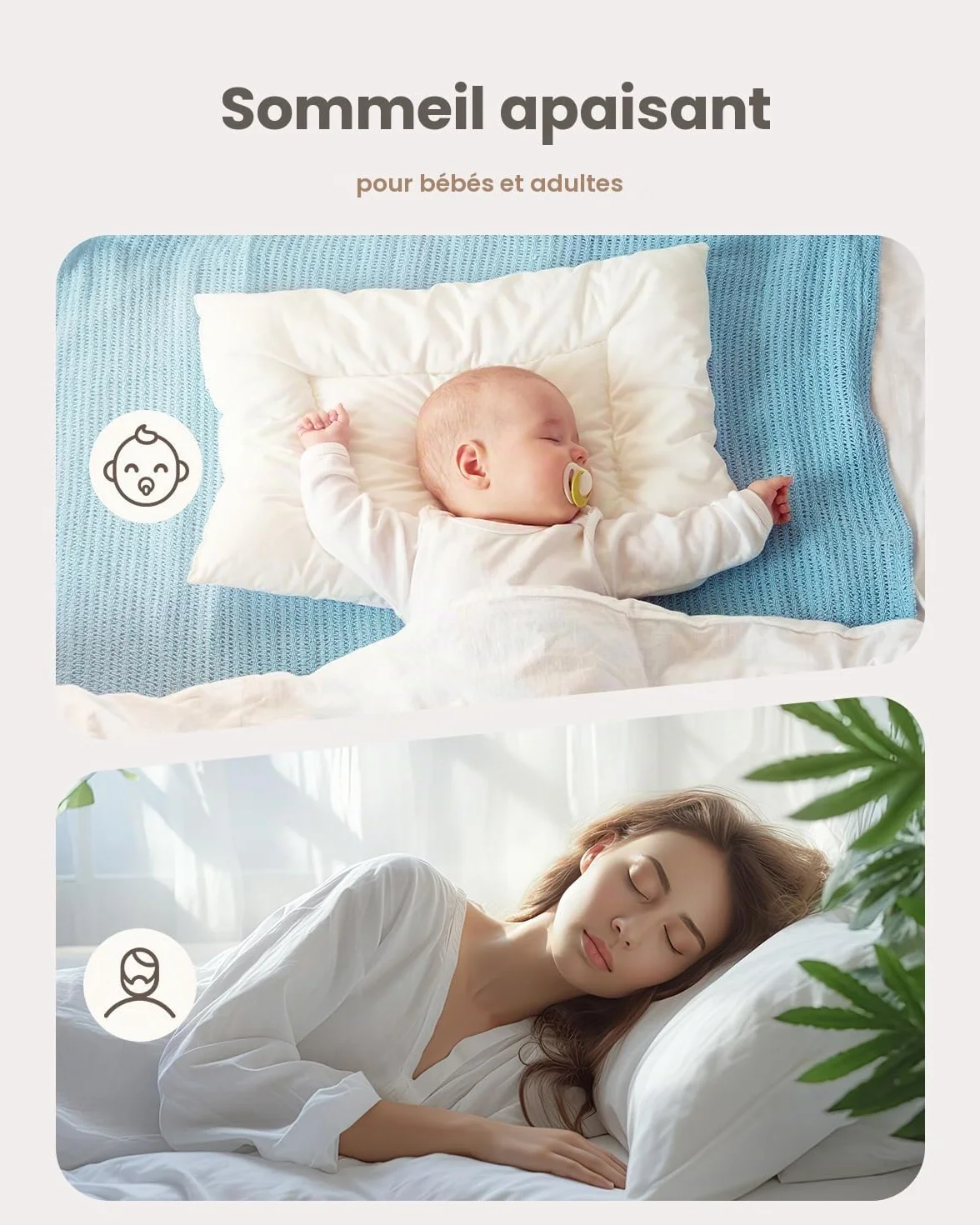 RENPHO Machine à bruit blanc, Appareil de sommeil portable avec 29 sons, minuterie réglable