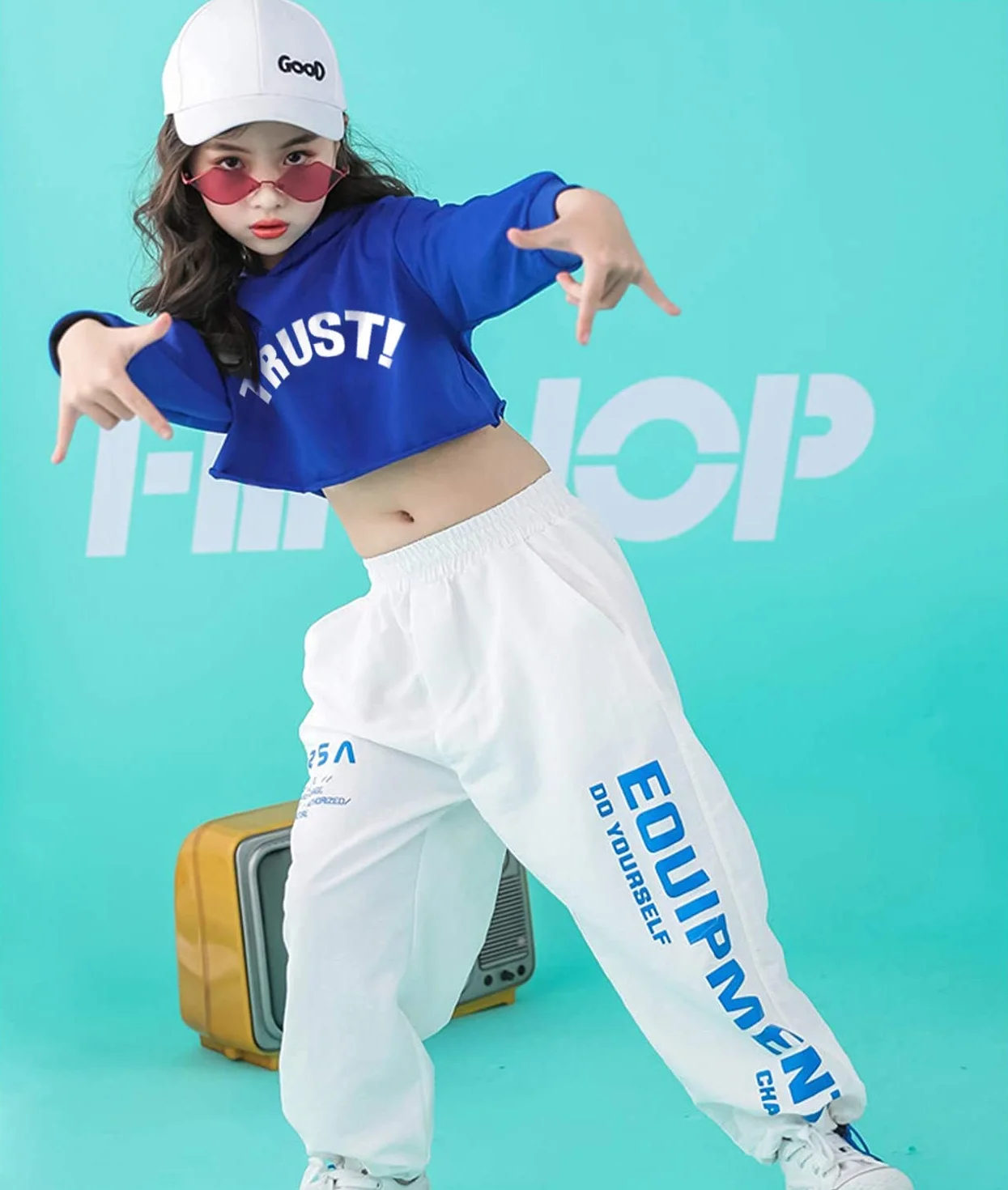 LOLANTA Ensemble de survêtement Hip Hop Enfants Sweat à capuche et pantalon jogging bleu