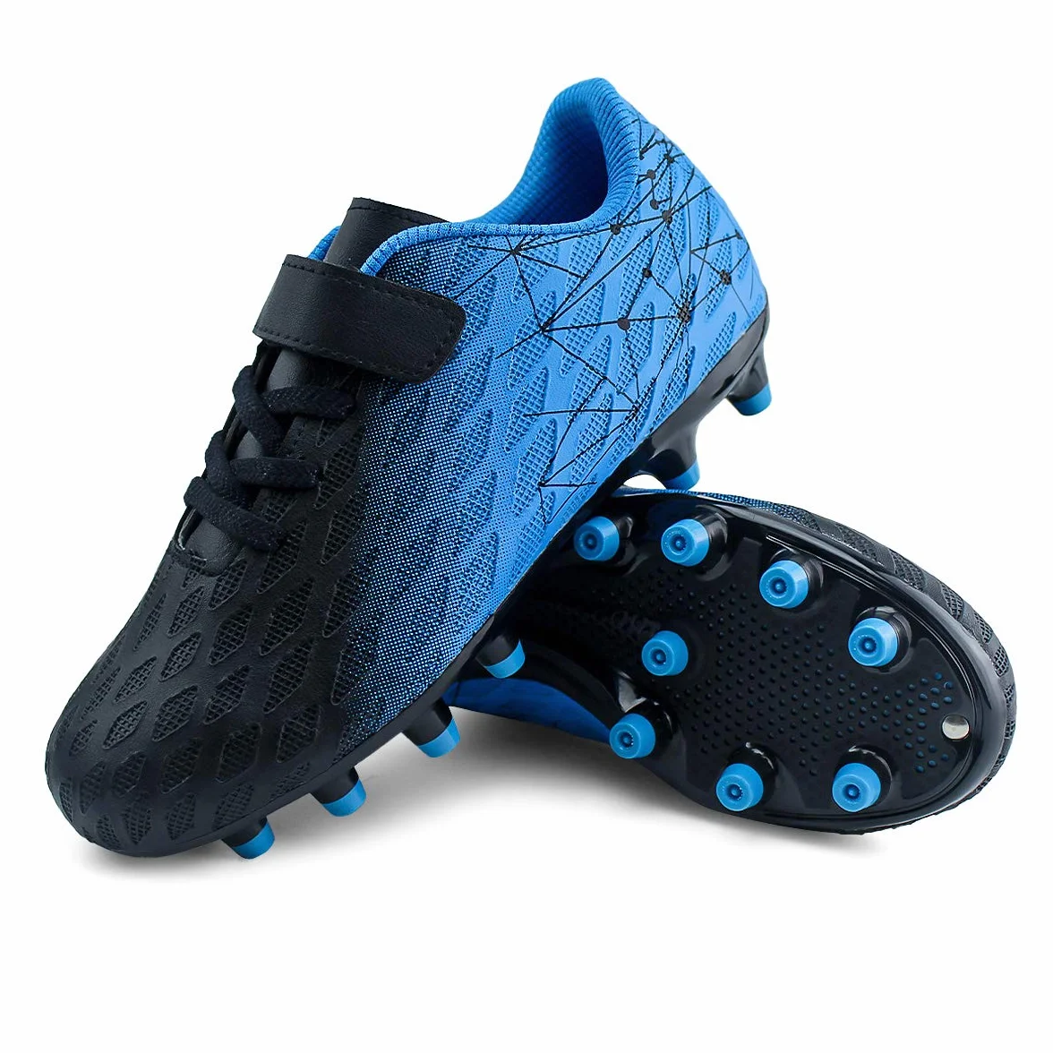 JABASIC Chaussures de Football à Crampons Sol Ferme Enfants Garçons Filles