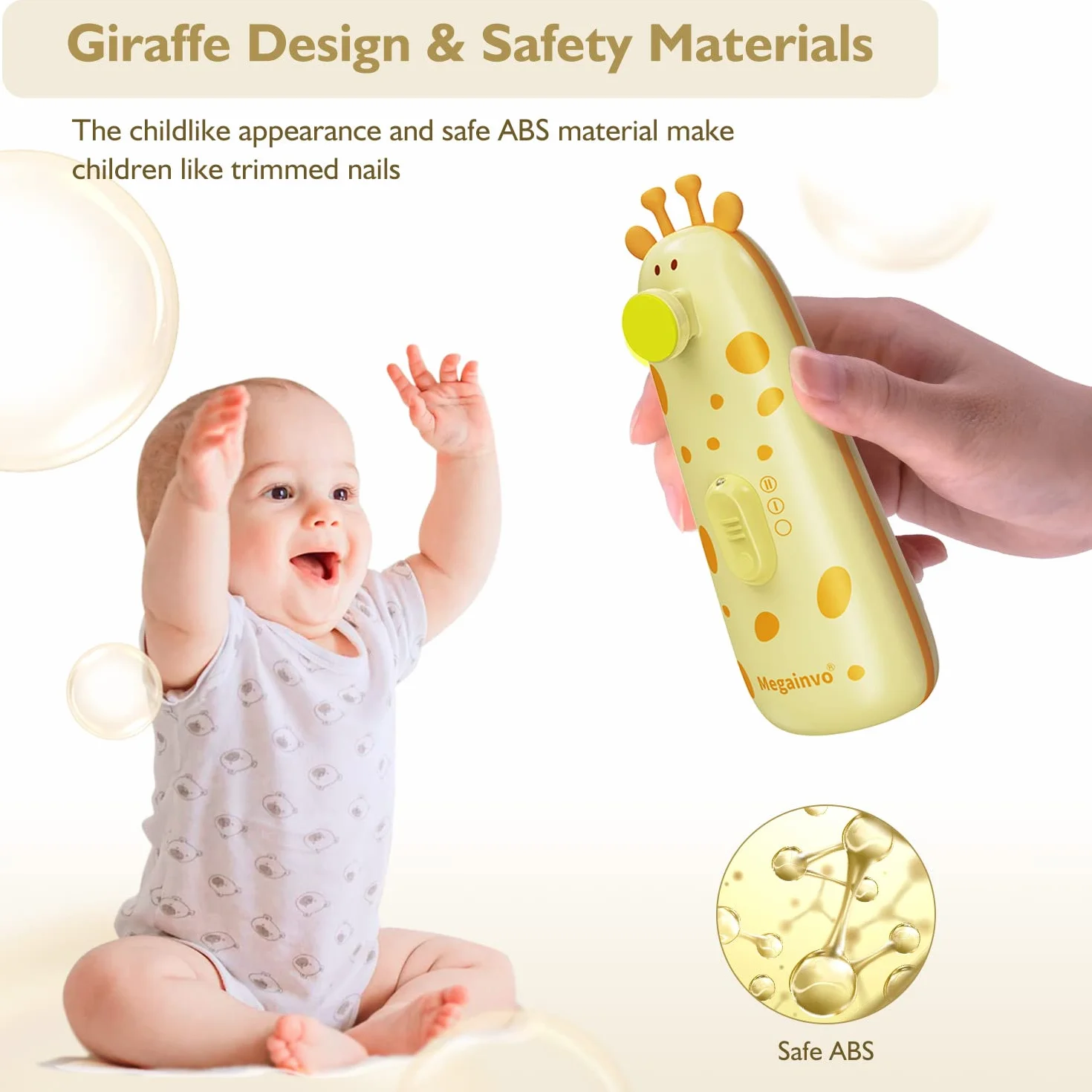 Megainvo Lime à Ongles Bébé Électrique Faible Bruit pour Nouveau-Nés et Enfants Soins des Ongles