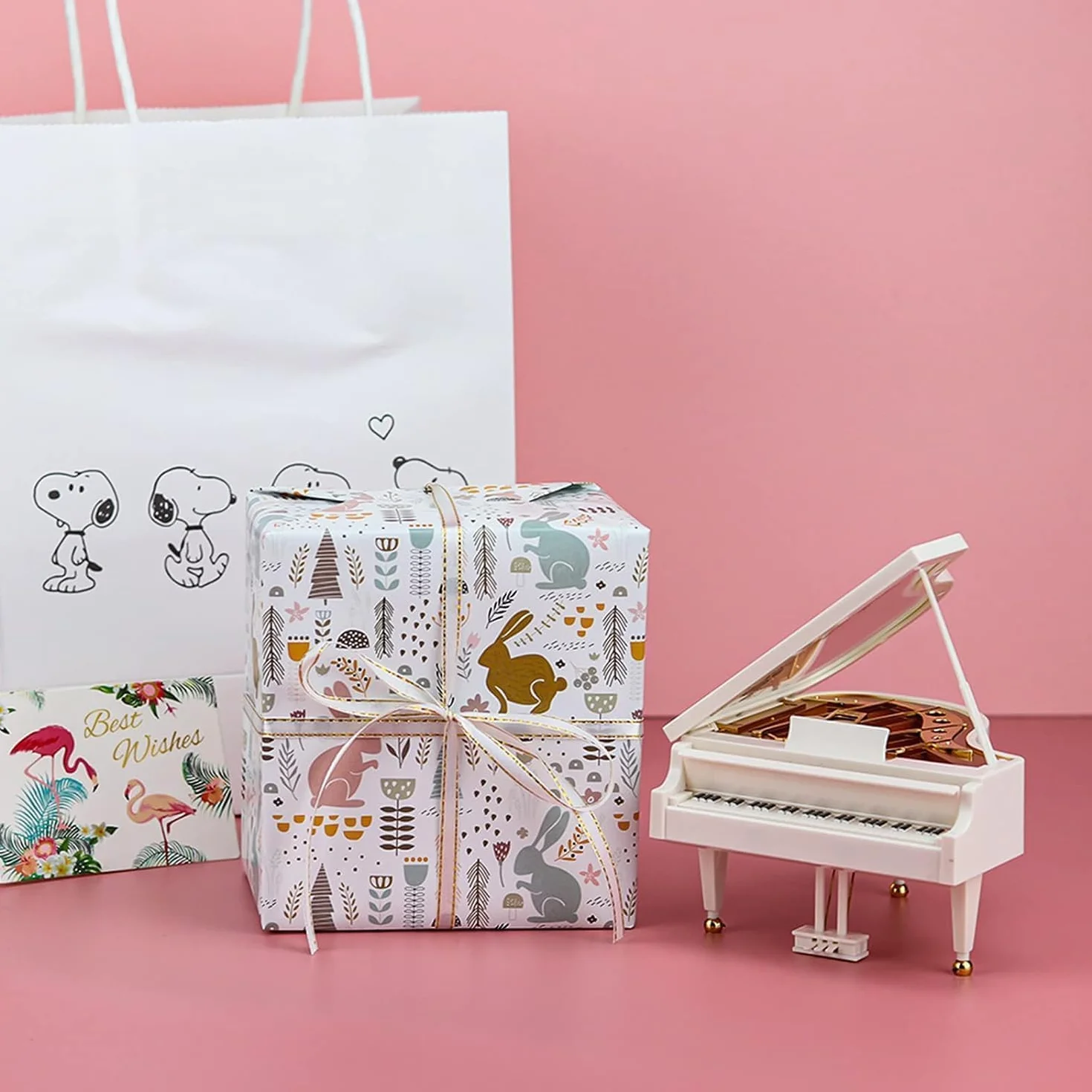 Boîte à Musique Piano Mini à Remonter pour Filles - Mélodie Classique, Blanc