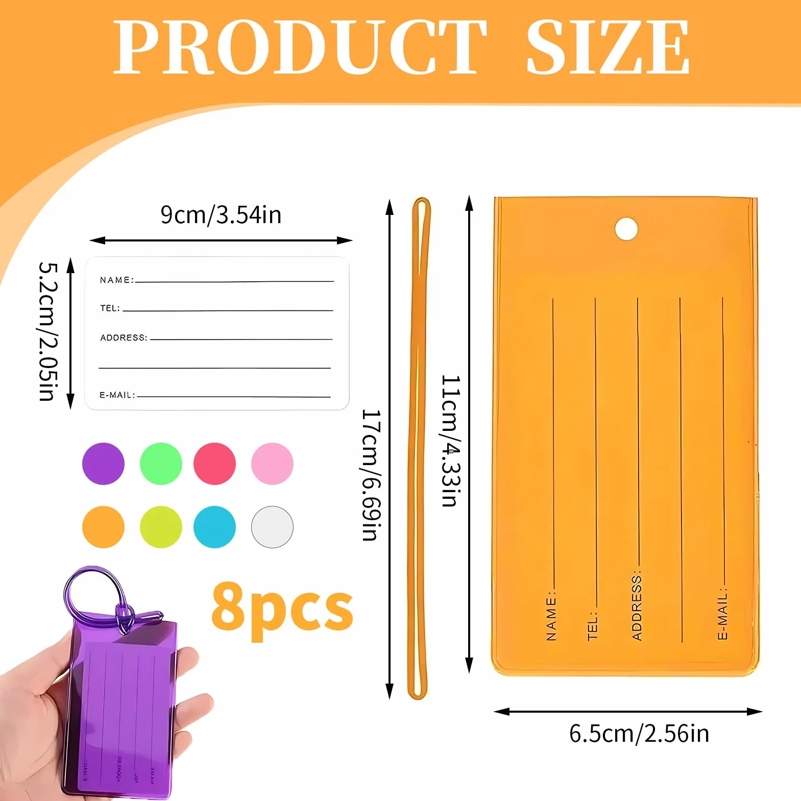 Étiquettes Bagages Silicone Souple Multicolore Résistantes avec Carte d’Identification pour Valises Sacs