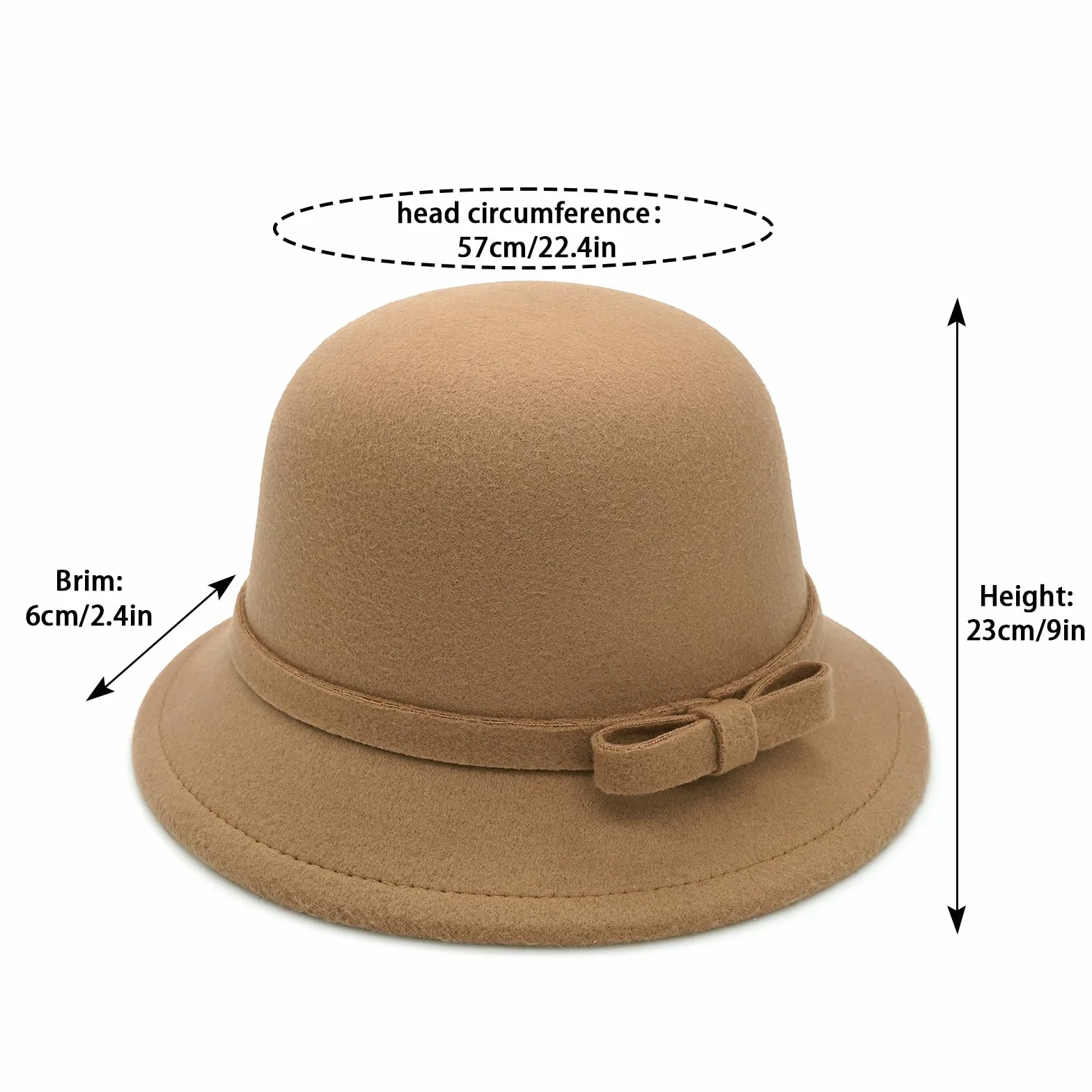 Chapeau cloche en feutre vintage pour femme