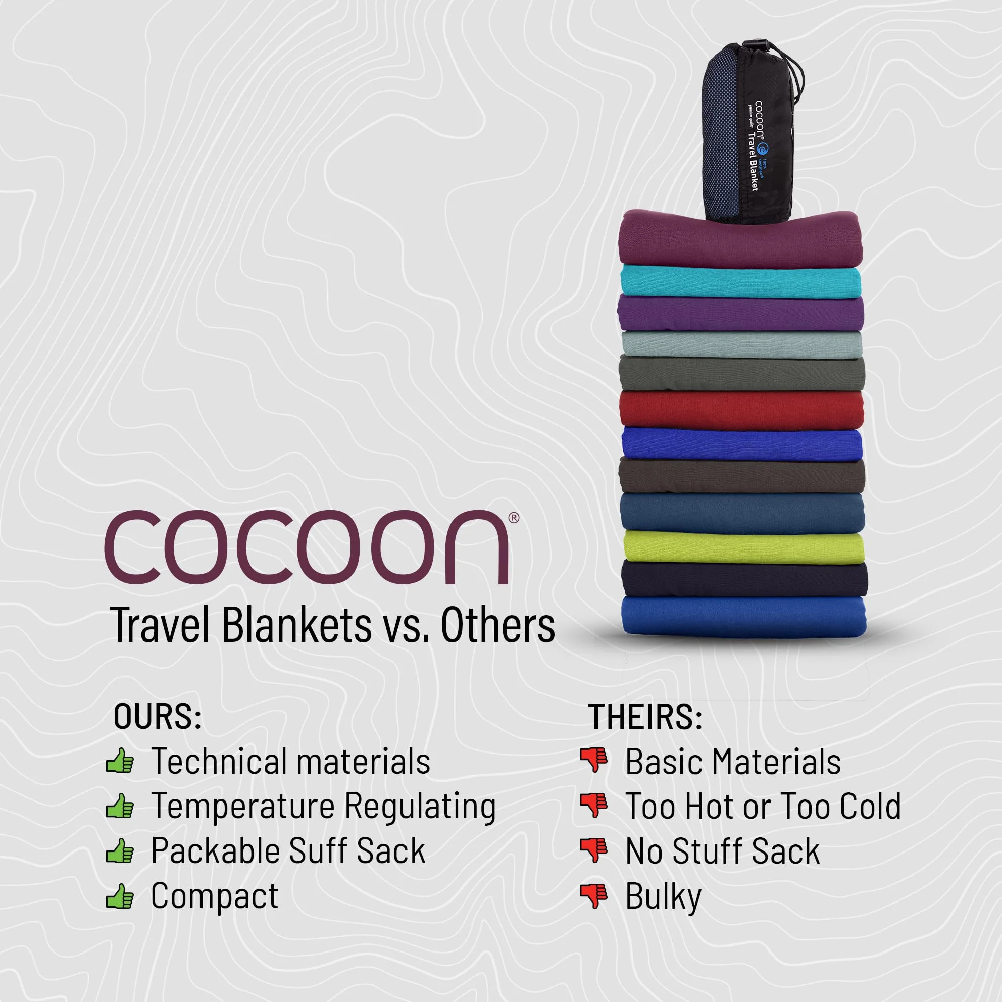 Cocoon Travel Blanket Merino Wool Silk Bleu Couverture