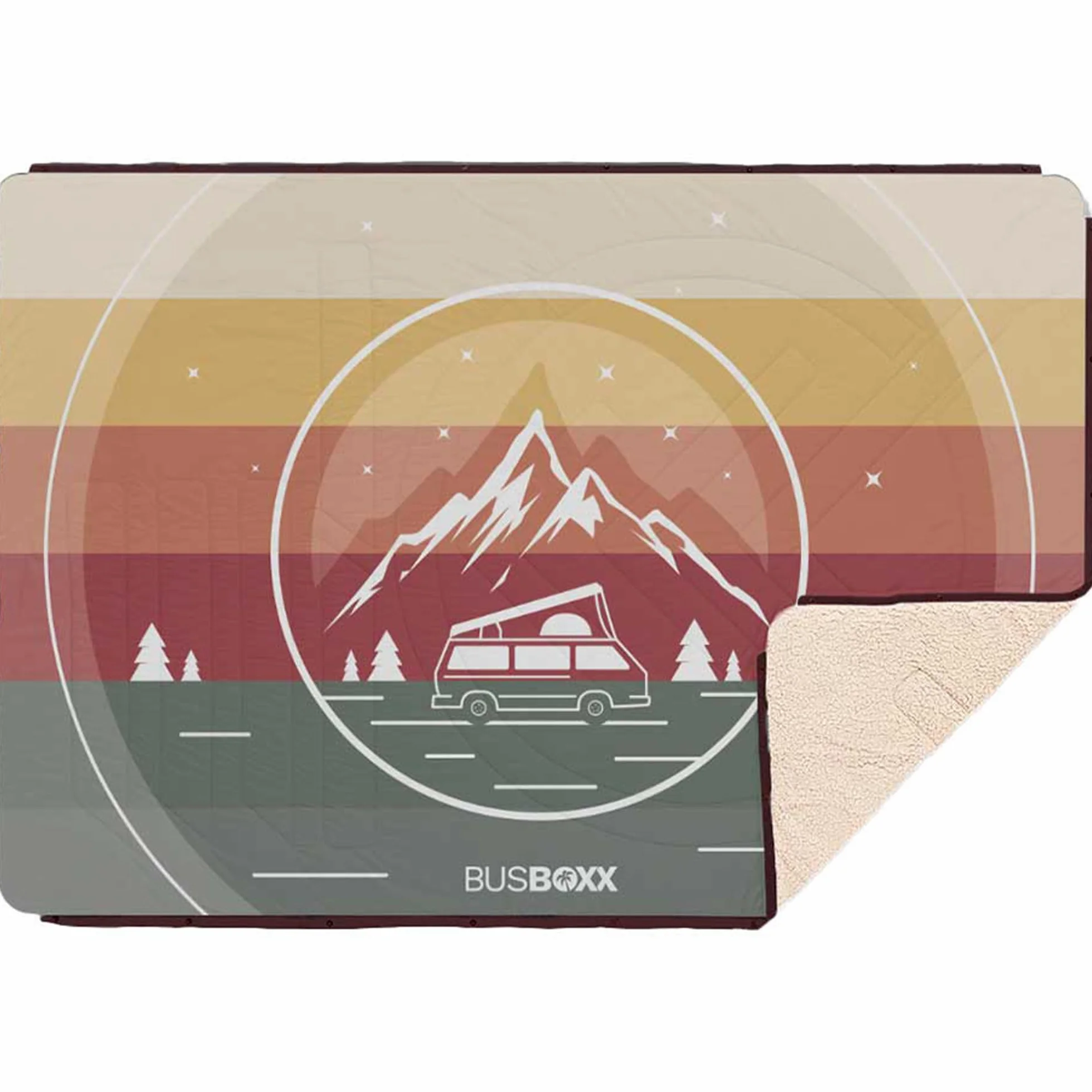 VOITED x BUSBOXX CloudTouch® Red Stripe Couverture de camping 4 en 1 imperméable