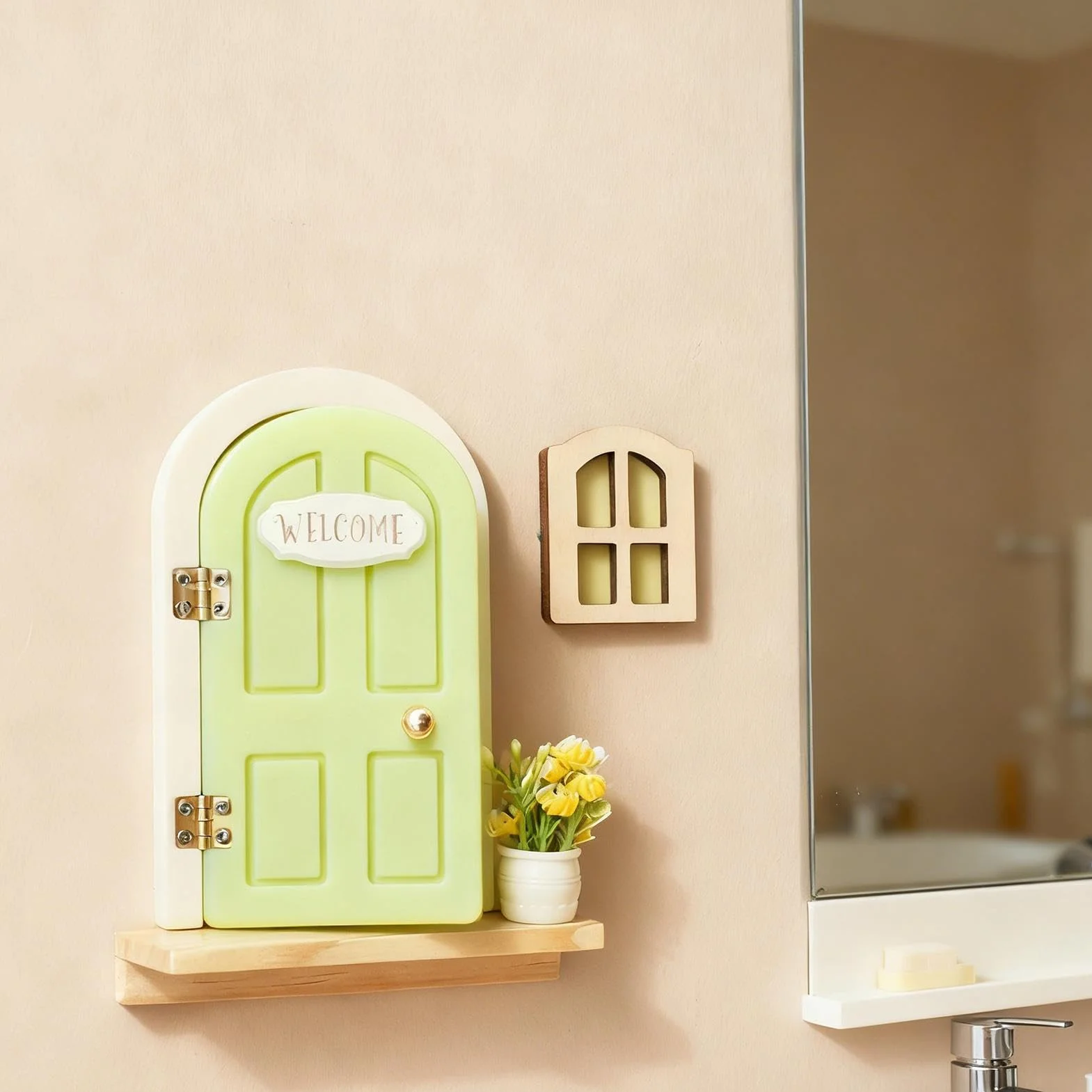 Porte féerique en bois pour mur – jouet de décoration de porte fenêtre, accessoire princesse magique pour chambre