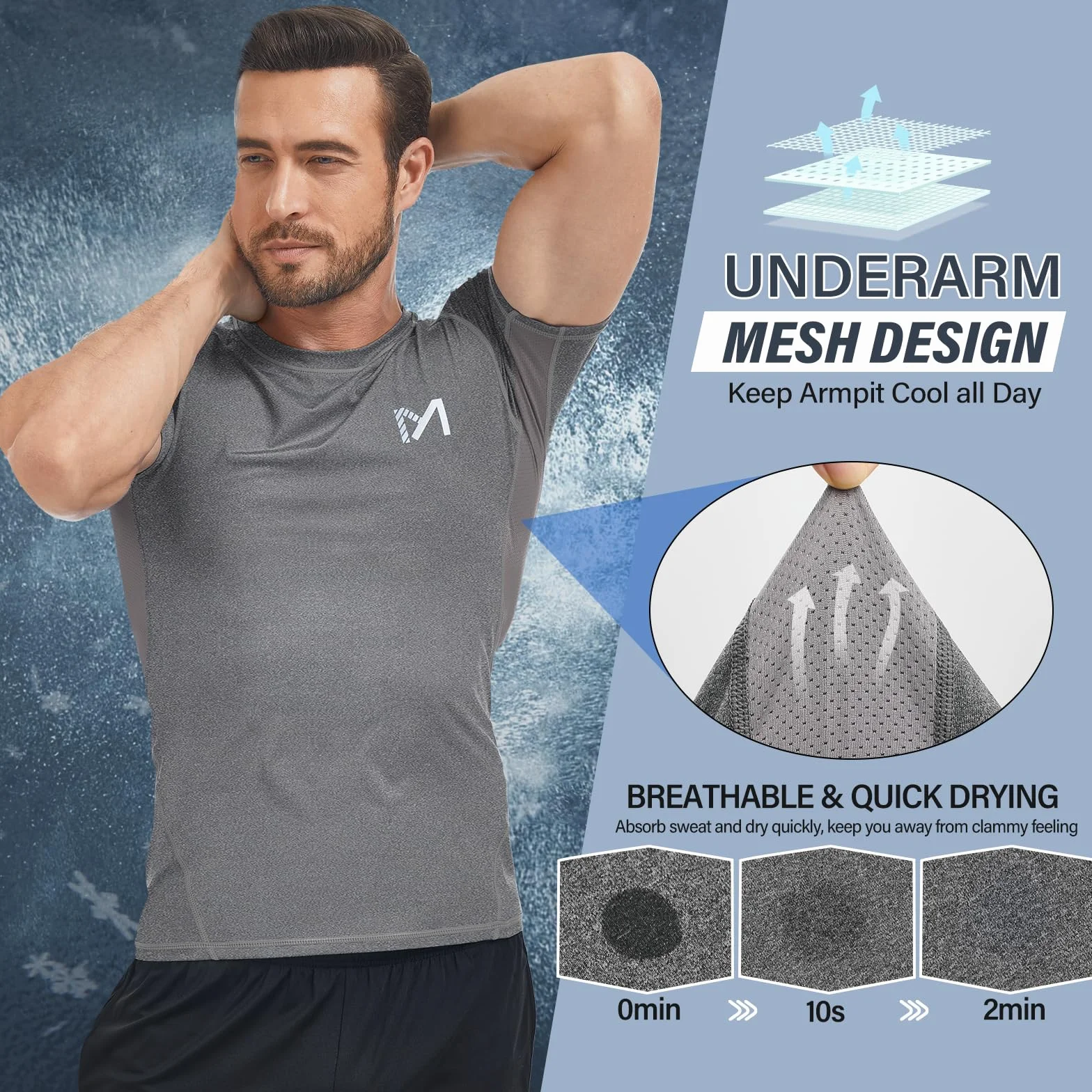 MEETYOO Tee Shirt Compression Homme Manches Longues et Courtes Baselayer Running Fitness