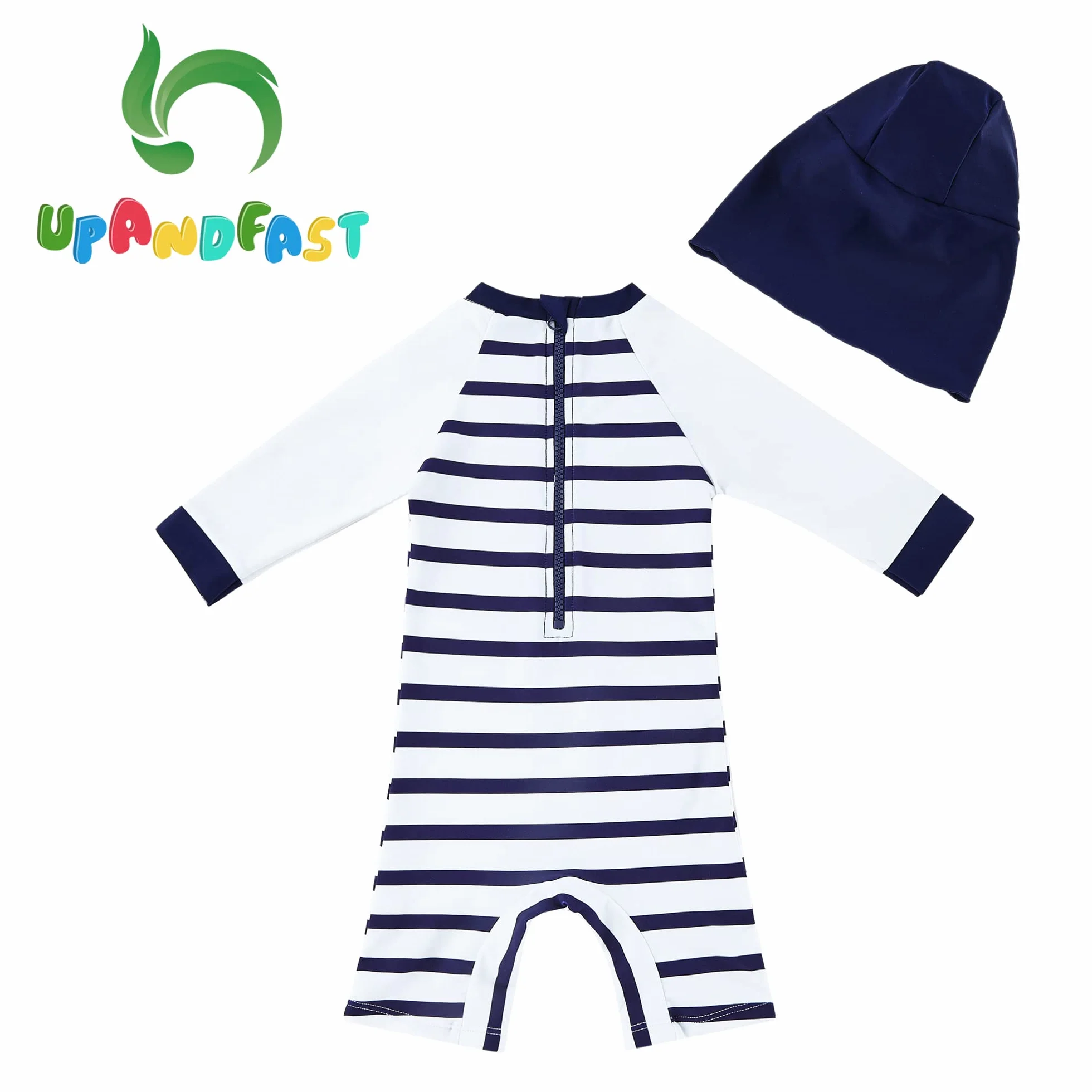 upandfast Maillot de Bain Une pièce bébé garçon UPF 50+ Protection Solaire avec Chapeau