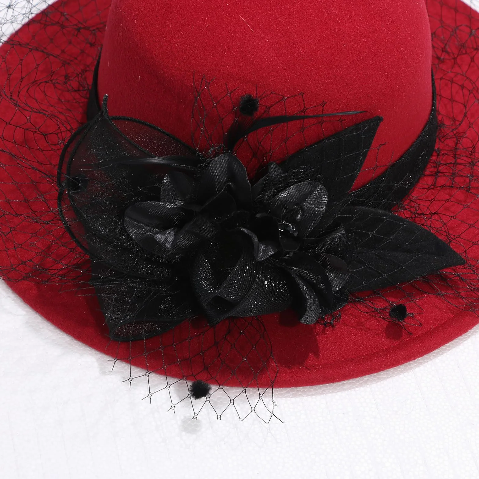 Cupimatch Chapeau Cloche Femme Vintage Felt Voilette Fleurs Rétro Années 20 Mariage Cérémonie