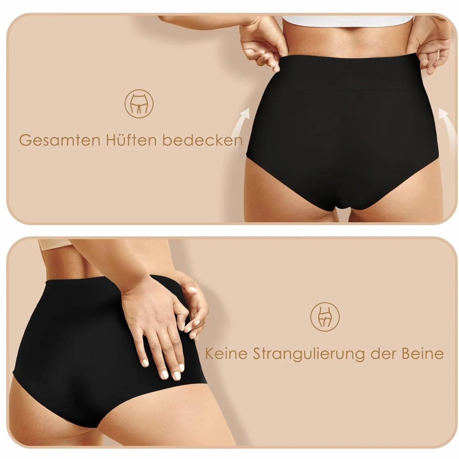 Culottes Femmes Coton Taille Haute Lot de 5 Slips Elasticité Ventre Plat
