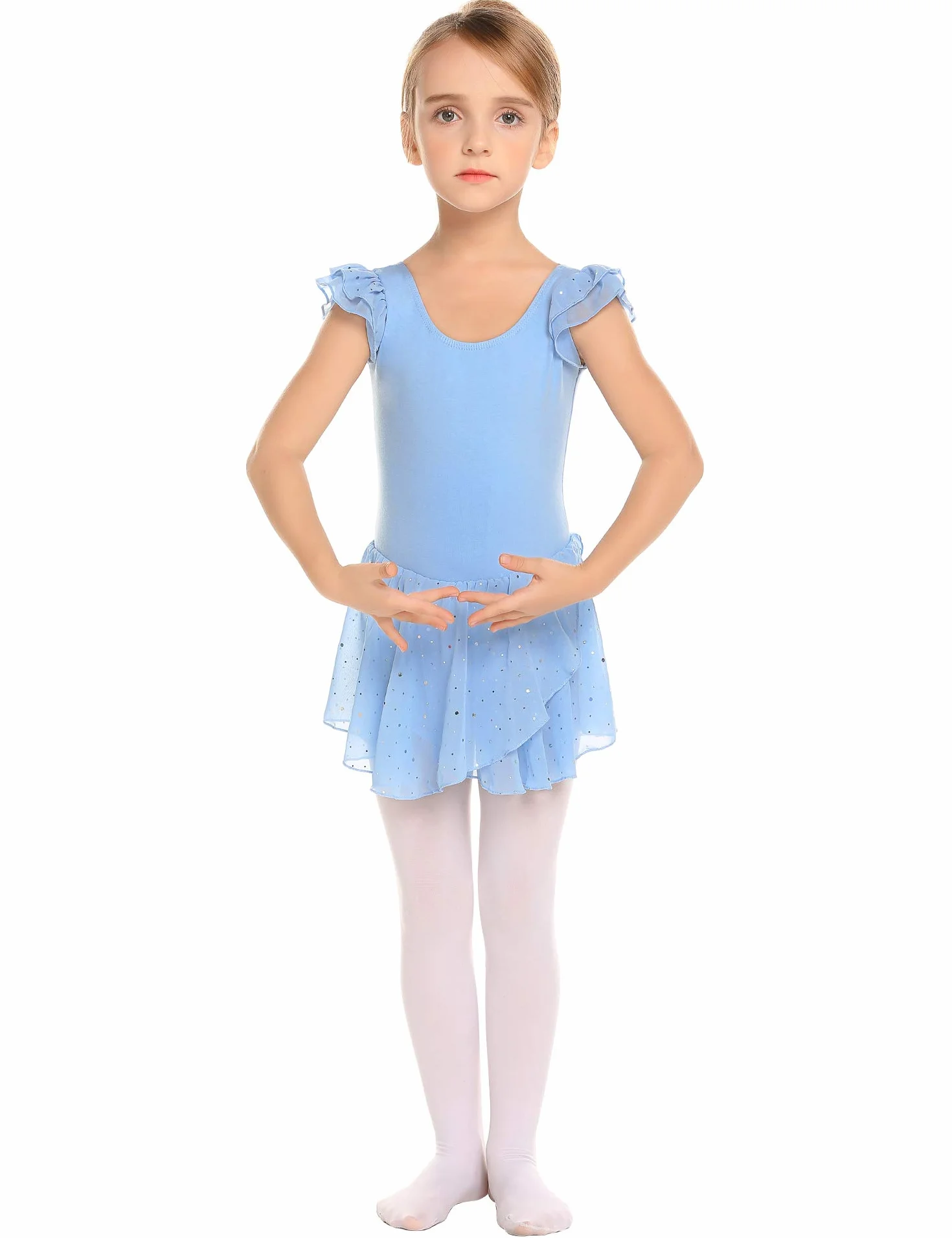 Justaucorps de ballet pour fille avec jupe tutu - Coton - Manches courtes et longues