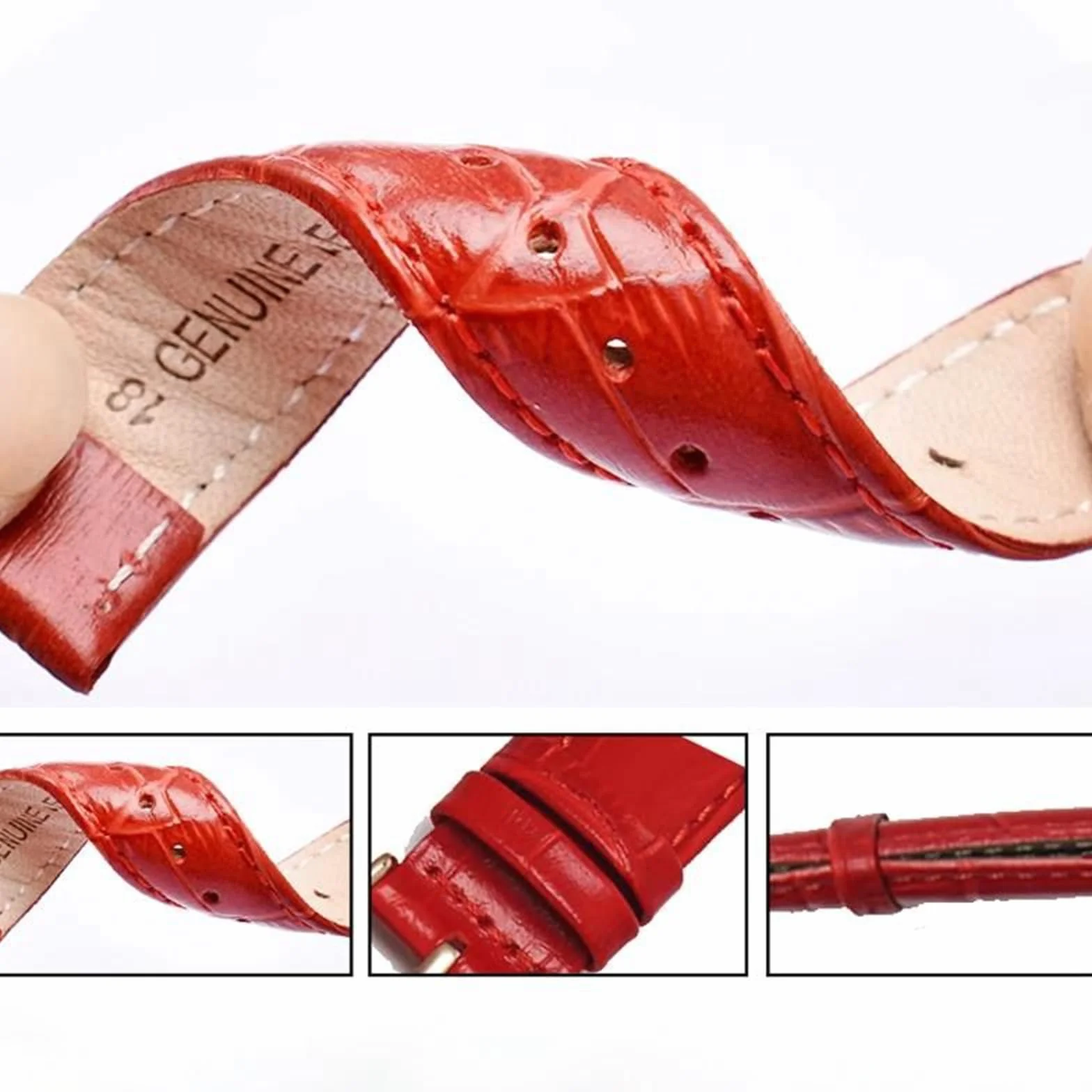 Bracelet de montre en cuir 16-22 mm pour hommes et femmes, bracelet de rechange avec encoche